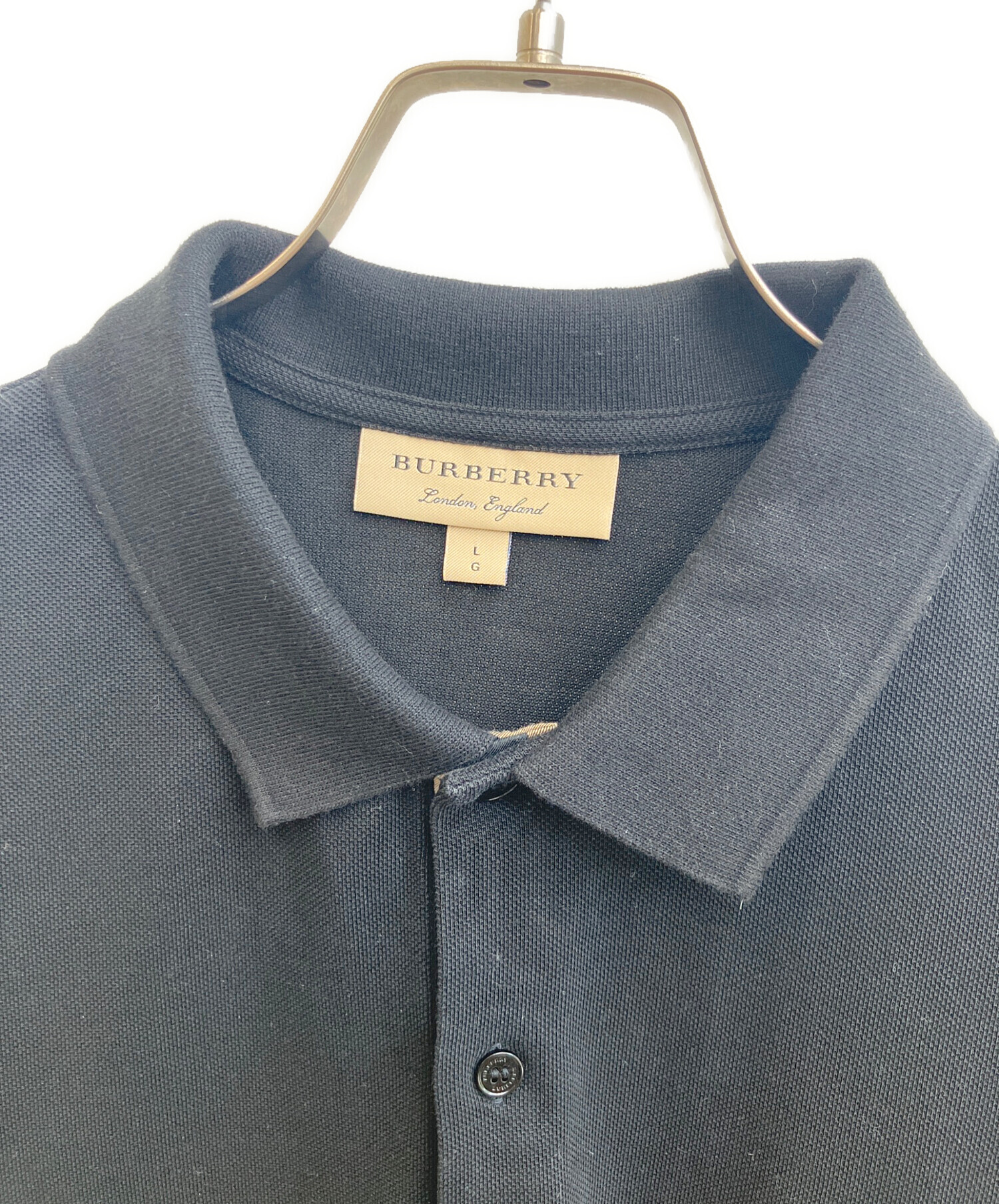 中古・古着通販】BURBERRY (バーバリー) ポロシャツ ブラック サイズ:L