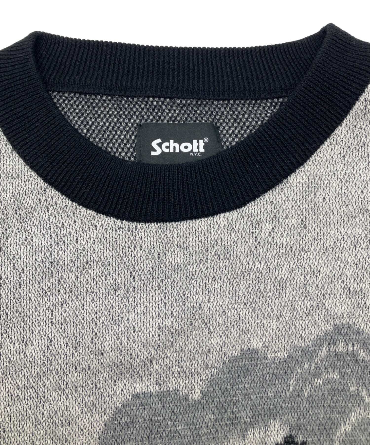 中古・古着通販】Schott (ショット) 厚手ニット グレー×ブラック
