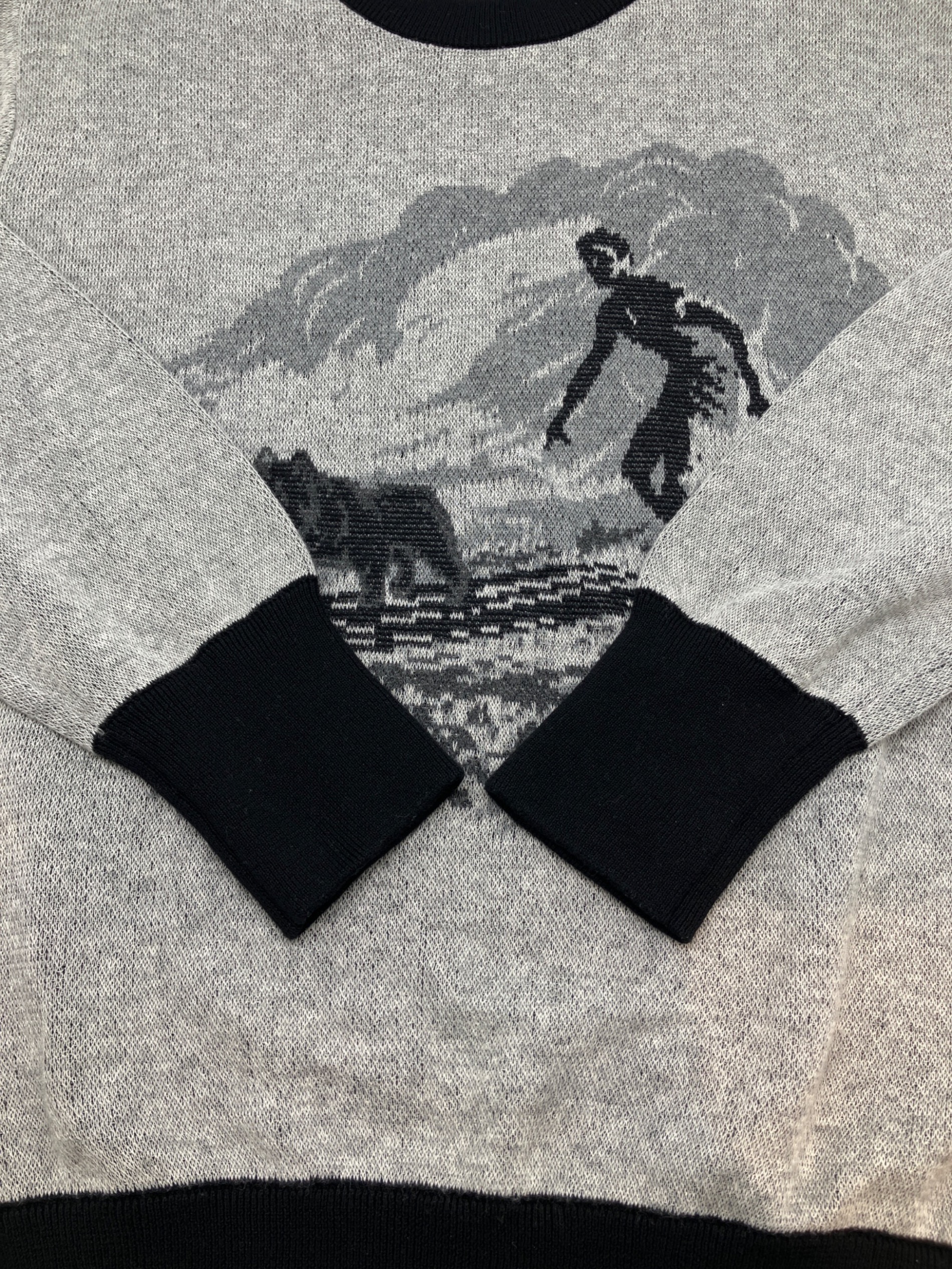 中古・古着通販】Schott (ショット) 厚手ニット グレー×ブラック