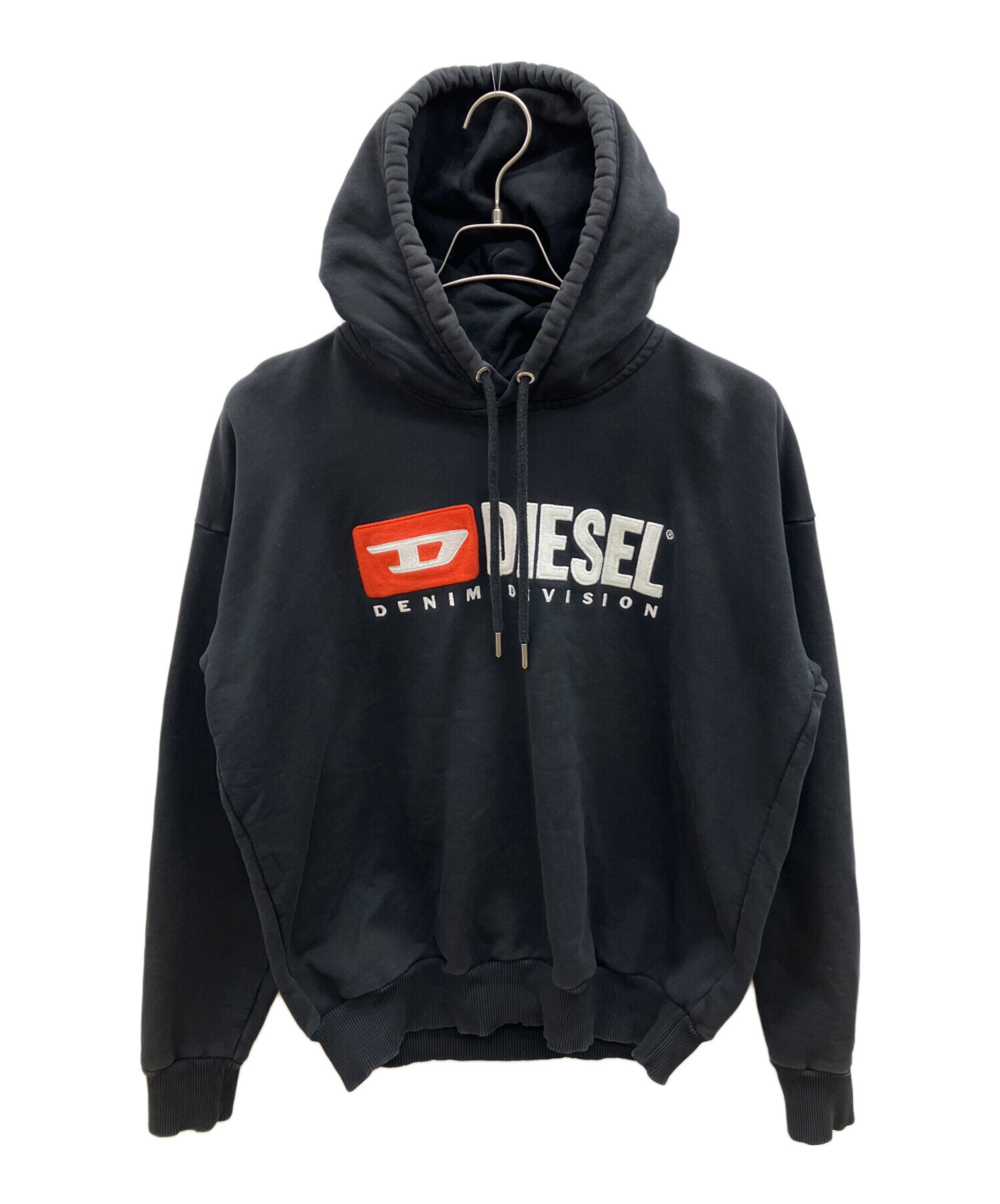 DIESEL ダメージ加工 フード付きパーカー 黒 - DIESEL ディーゼル 