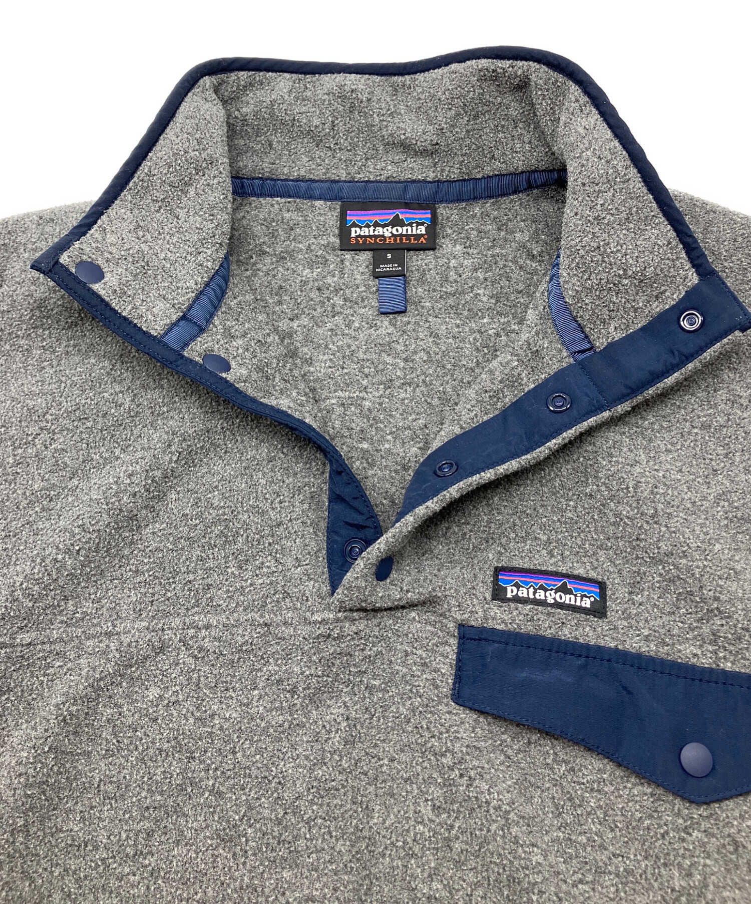 10s patagonia Synchilla スナップ-T グレー/ネイビー 【公式通販】