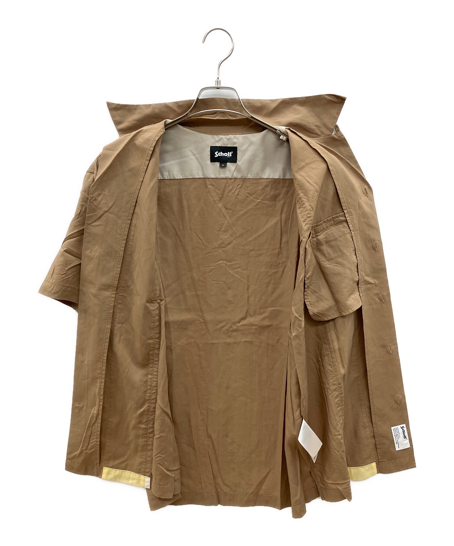 中古・古着通販】Schott (ショット) 半袖シャツ ブラウンイエロー