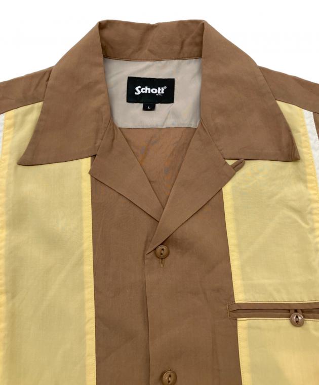 中古・古着通販】Schott (ショット) 半袖シャツ ブラウンイエロー