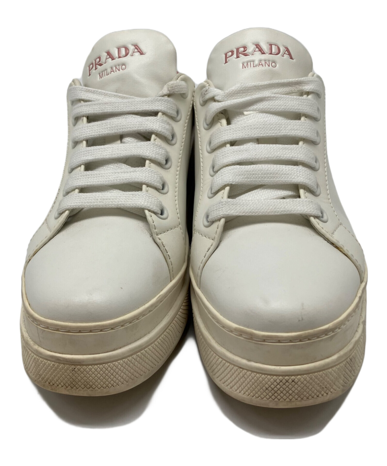 中古・古着通販】PRADA (プラダ) スニーカー ホワイト×ピンク サイズ