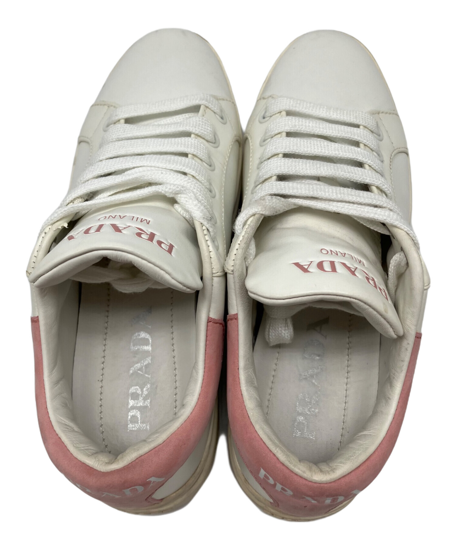 中古・古着通販】PRADA (プラダ) スニーカー ホワイト×ピンク サイズ
