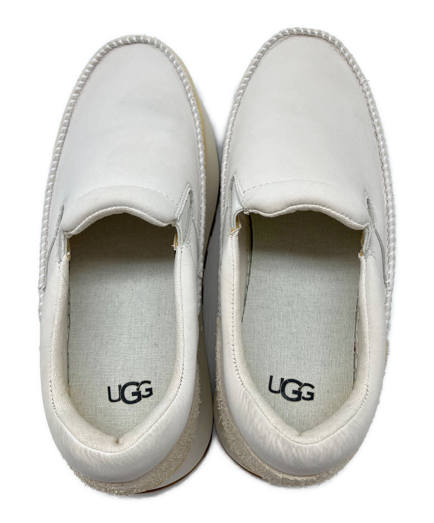 中古・古着通販】UGG (アグ) レザースリッポン アイボリー サイズ:25 