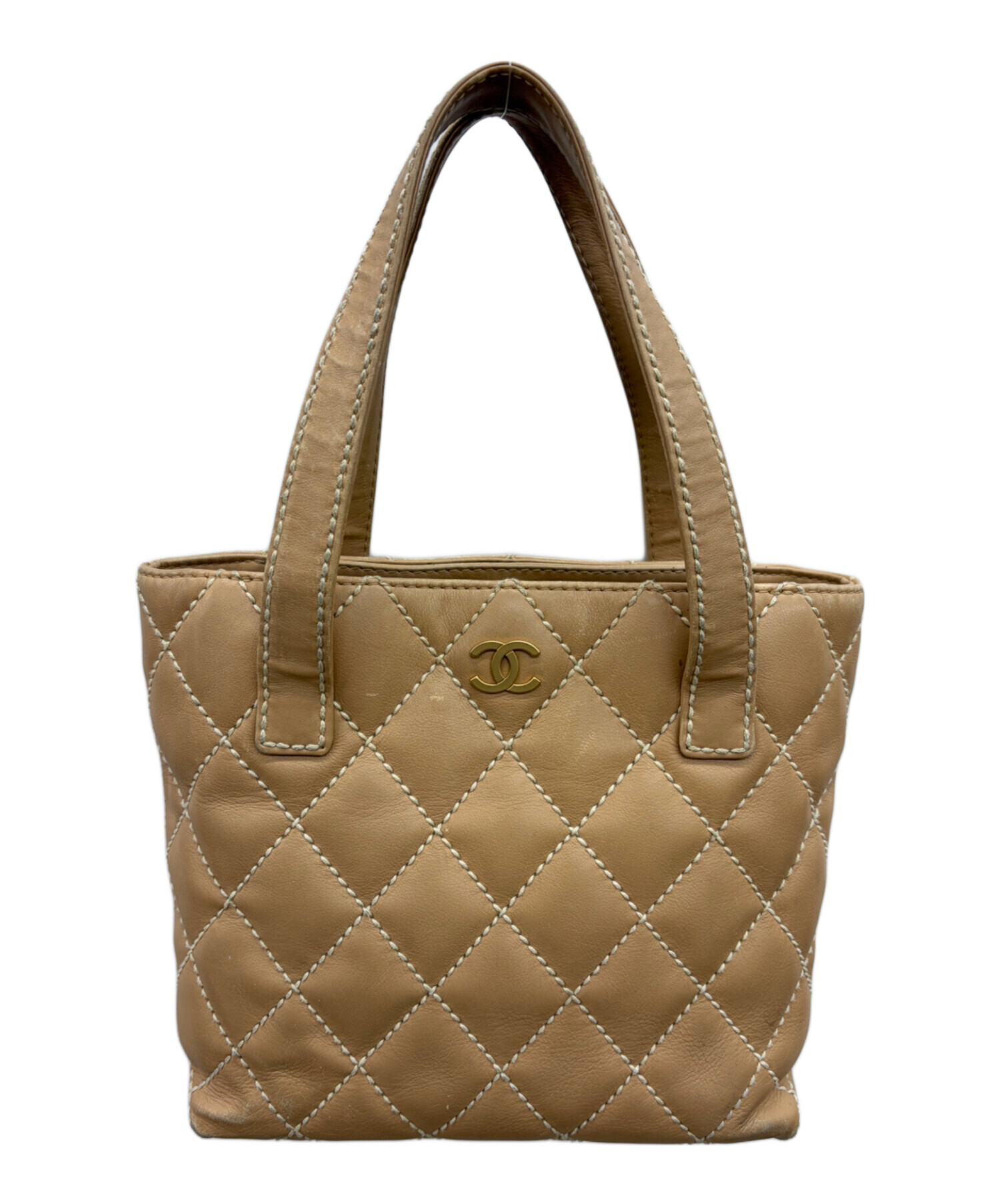 CHANEL シャネル ワイルドステッチ ハンドバッグ ベージュ 中古・古着通販】CHANEL (シャネル) ワイルドステッチ ベージュ