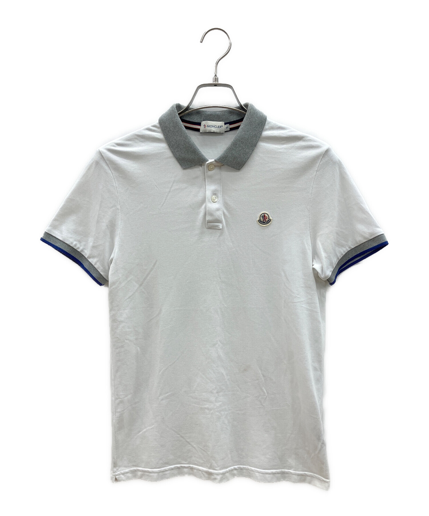 MONCLER ポロシャツ S ホワイト/グレー 本日限定価格 中古・古着通販】MONCLER (モンクレール) ポロシャツ MAGLIA POLO