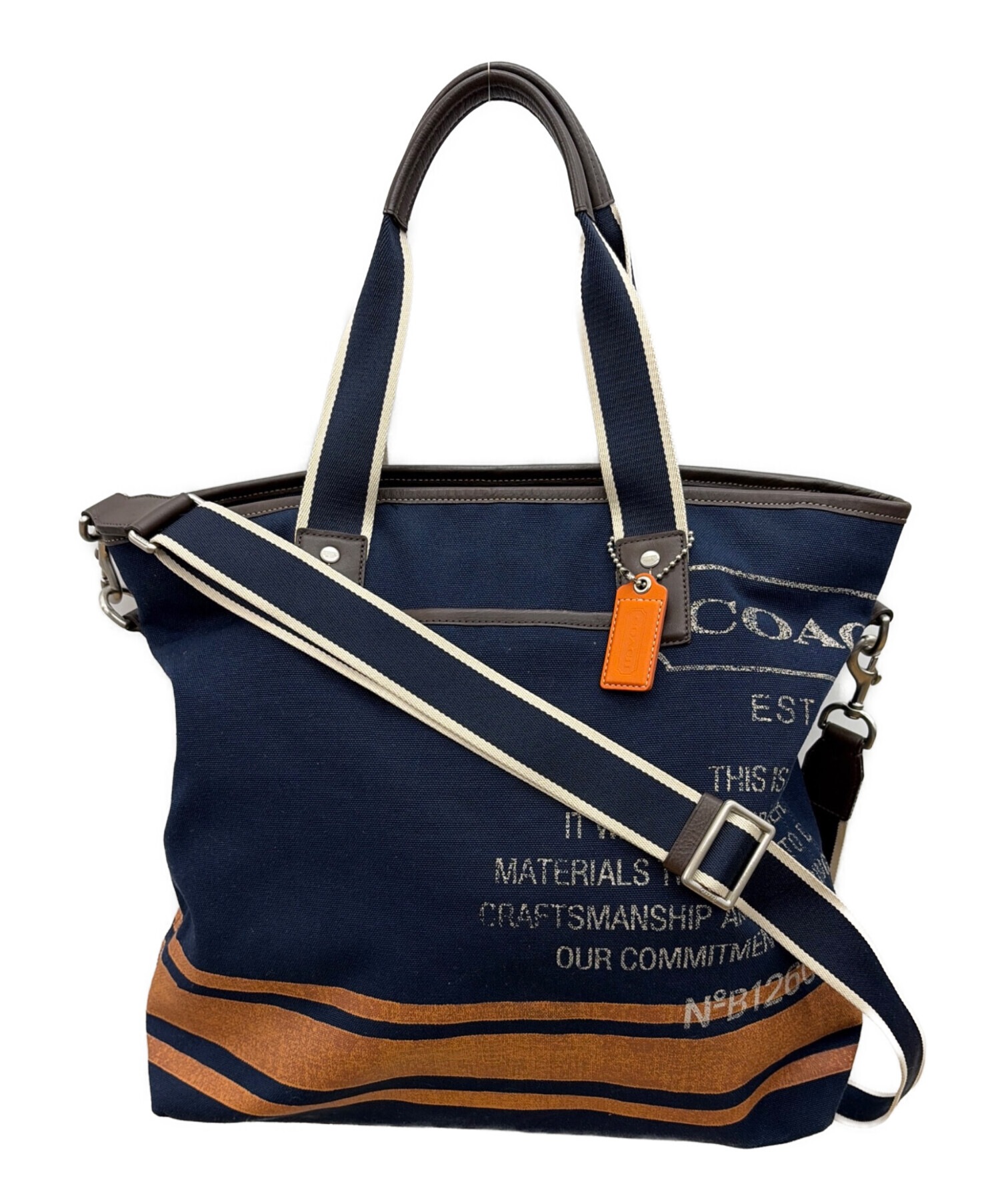 中古・古着通販】COACH (コーチ) 2WAYキャンバスバッグ ネイビー
