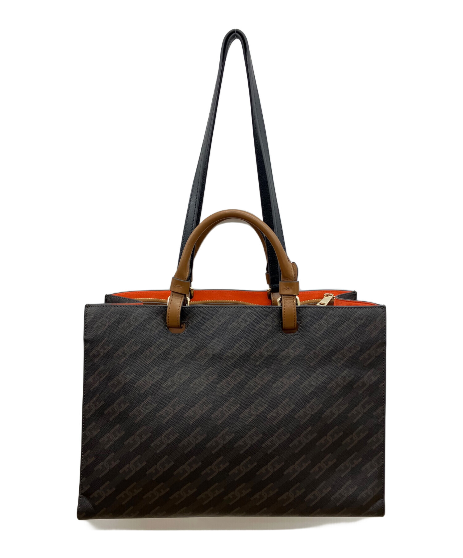 FURLA ビジネスバッグ 2WAY ジョーヴェ　しぼ革　黒　ダークブラウン 中古・古着通販】FURLA (フルラ) ヴァーシティスタイル 2WAYバッグ