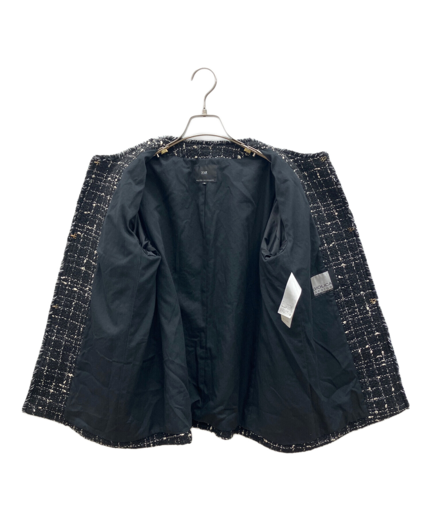 中古・古着通販】23区 (ニジュウサンク) ツイードジャケット ブラック