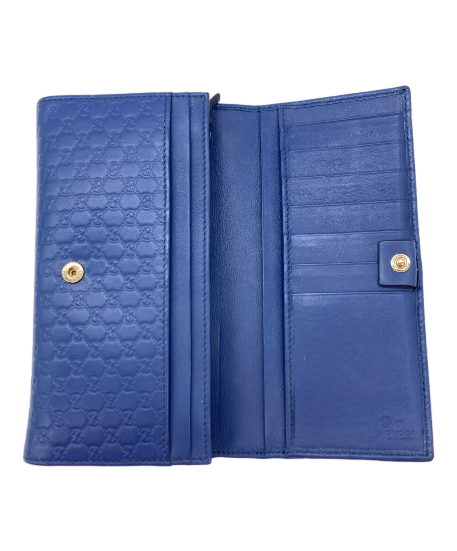 グッチ　GUCCI マイクログッチ ラウンドファスナー 長財布 ネイビー 中古・古着通販】GUCCI (グッチ) 長財布 マイクロシマ ネイビー