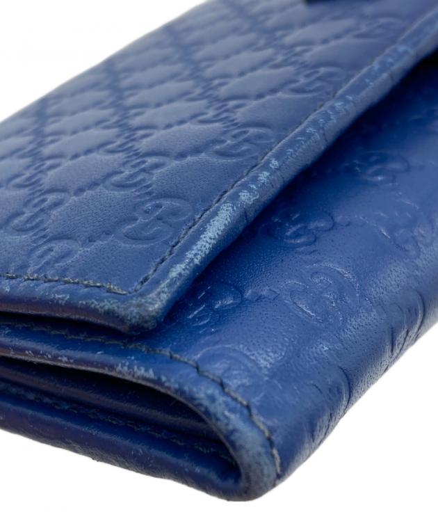 中古・古着通販】GUCCI (グッチ) 長財布 マイクロシマ ネイビー