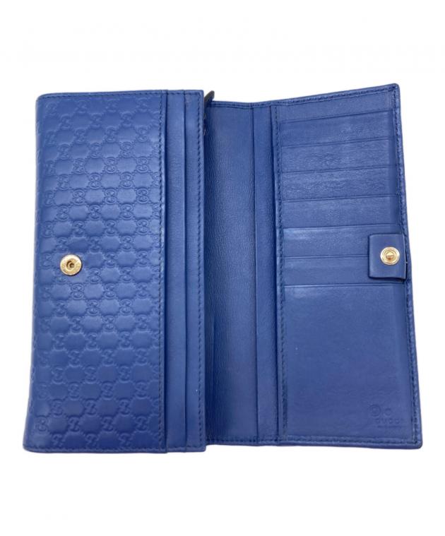 中古・古着通販】GUCCI (グッチ) 長財布 マイクロシマ ネイビー