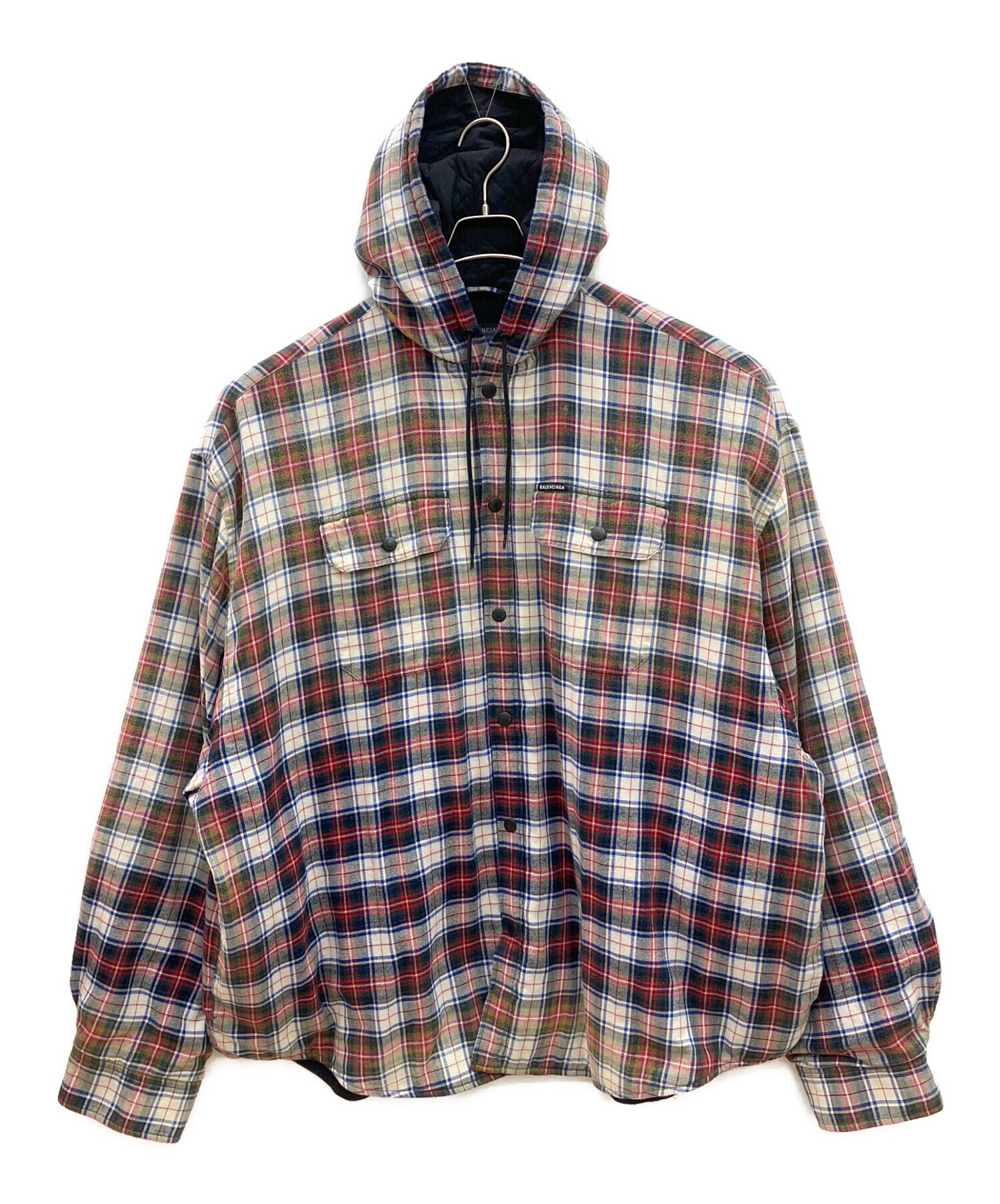 BALENCIAGA フリンジ付きチェックコート 中古・古着通販】BALENCIAGA (バレンシアガ) ヴィンテージ加工