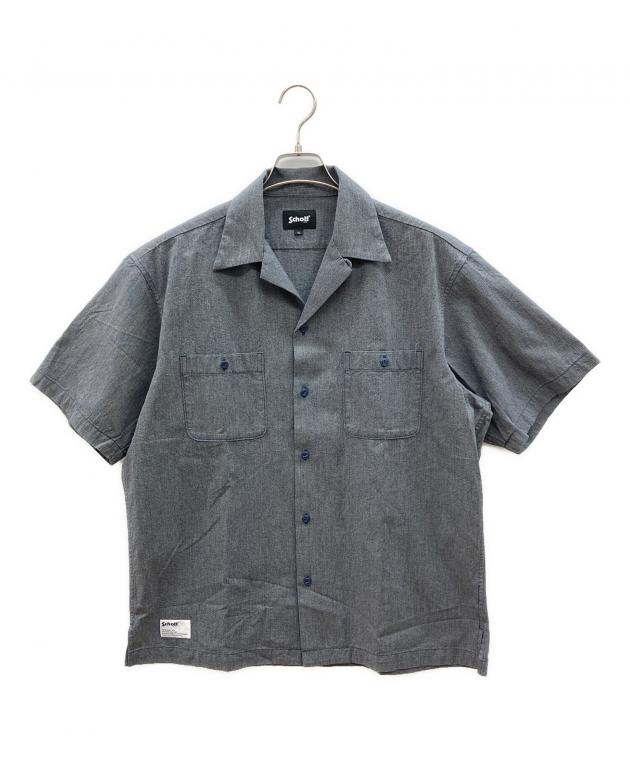 美品　Schott　半袖ワークシャツ　Lサイズ グレー　ポリコットン 中古・古着通販】Schott (ショット) 半袖シャツ COTTON COVERT SHIRT