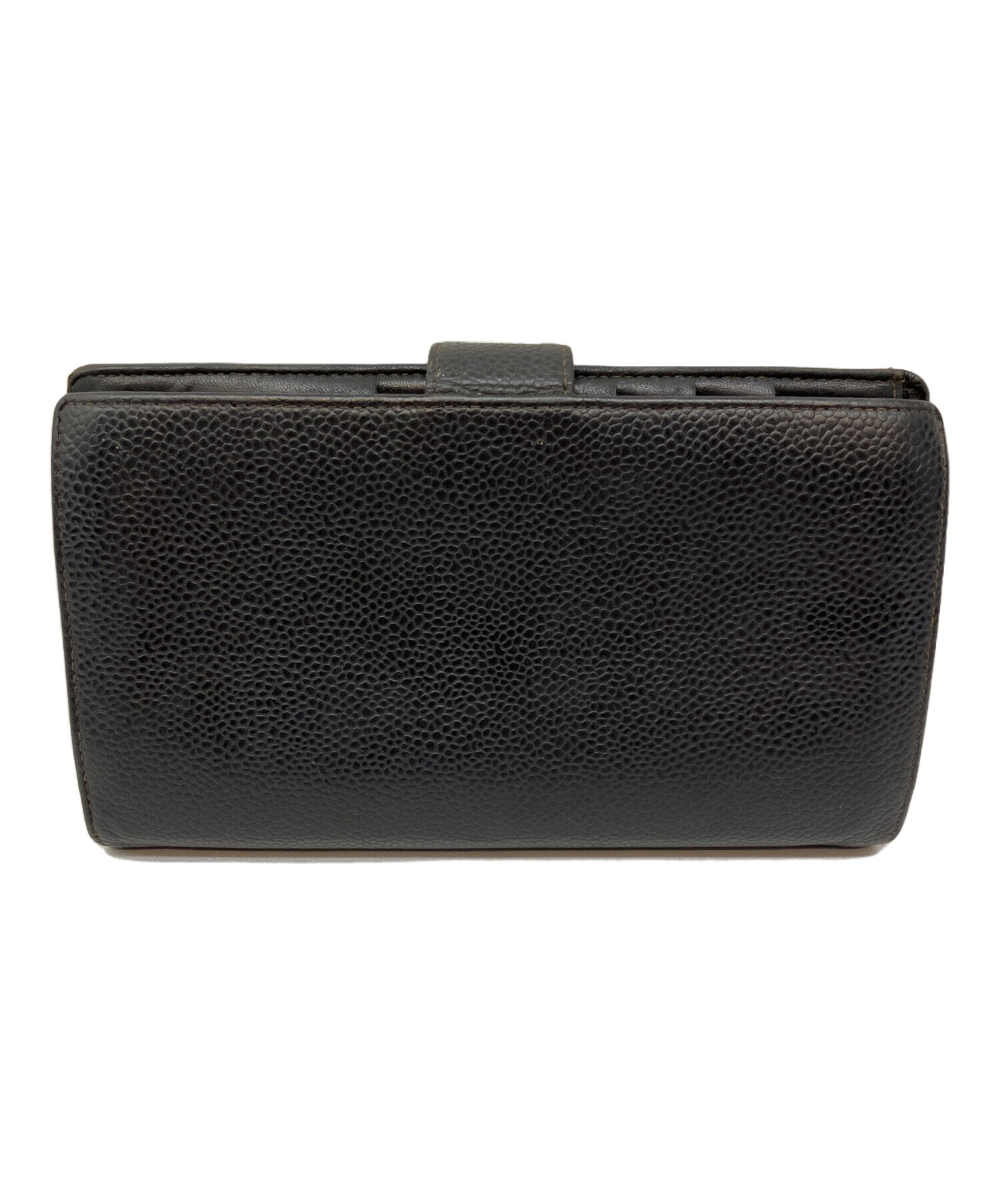 中古・古着通販】CHANEL (シャネル) キャビアスキン長財布 ブラック