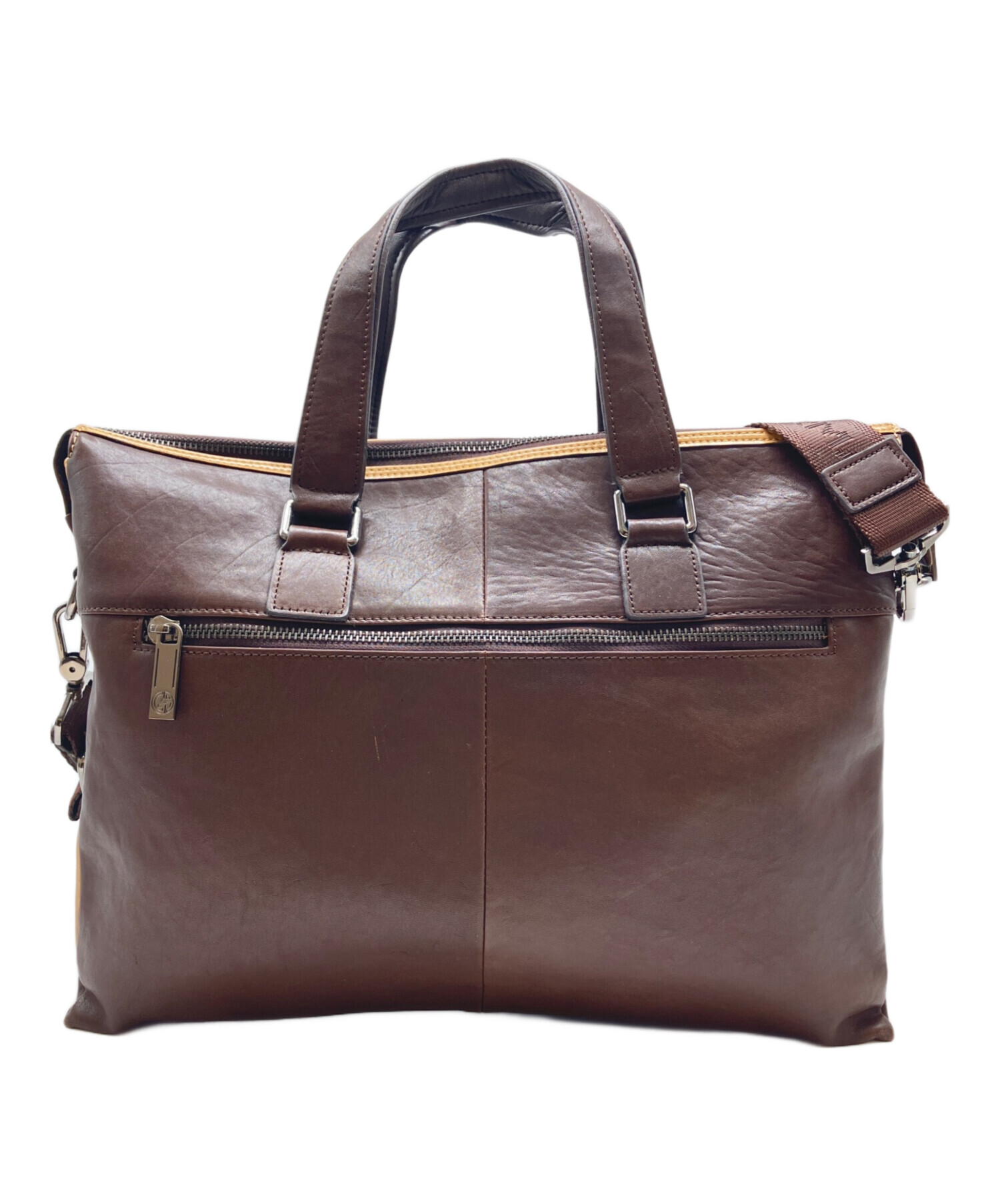 ジョルジオアルマーニ レザー 2way ショルダー ビジネスバッグ ブラウン 中古・古着通販】GIORGIO ARMANI (ジョルジオアルマーニ) 2WAY