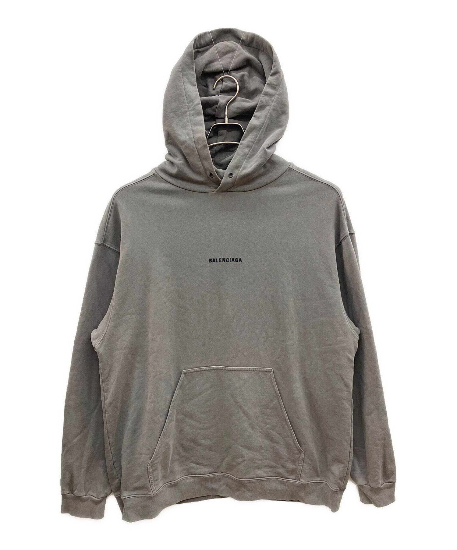 BALENCIAGA バレンシアガ LOGO OUT NOW パーカー グレー 中古・古着通販】BALENCIAGA (バレンシアガ) プルオーバーパーカー