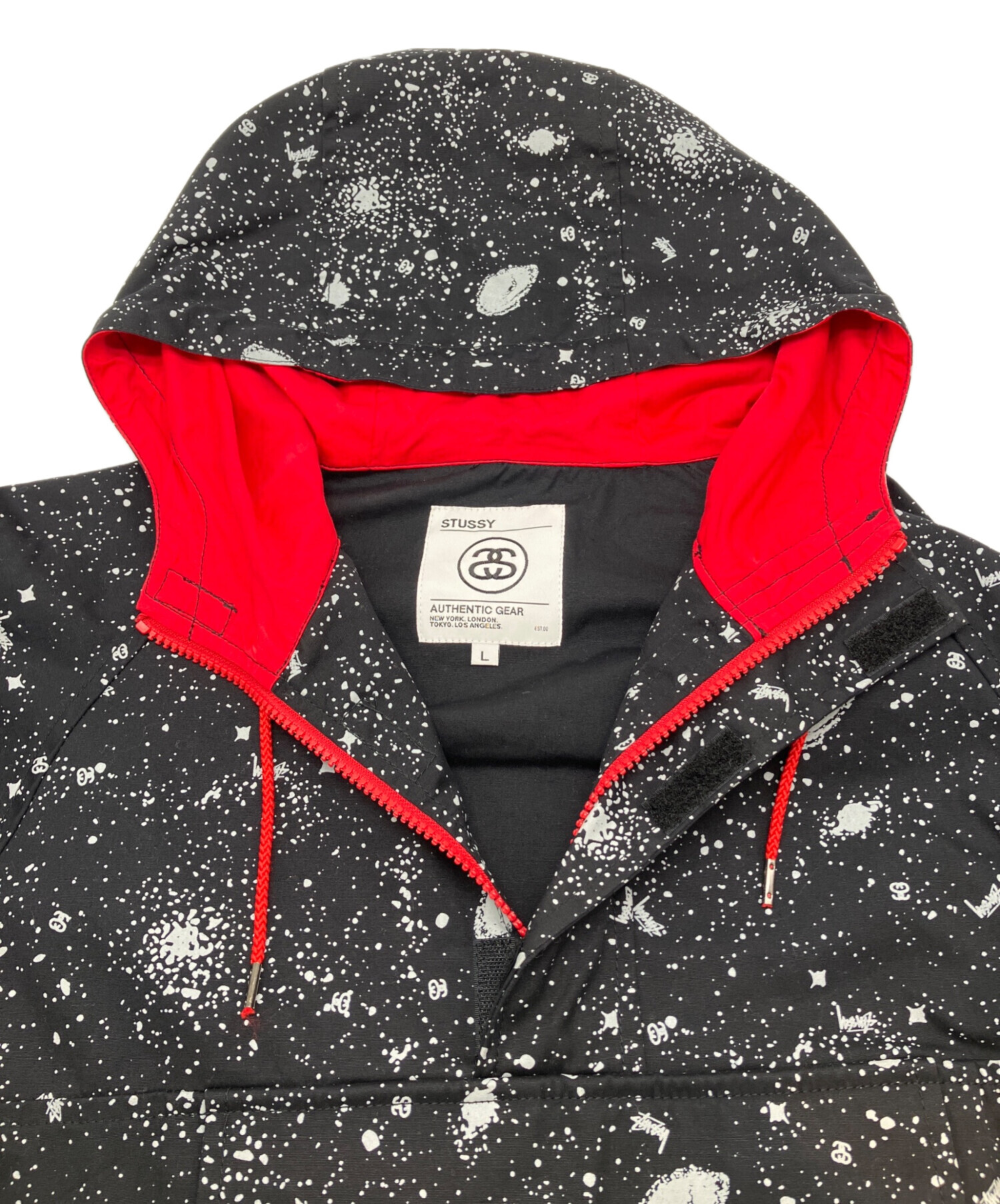 stussy アノラックパーカー 花柄 中古・古着通販】stussy (ステューシー) アノラックパーカー ブラック