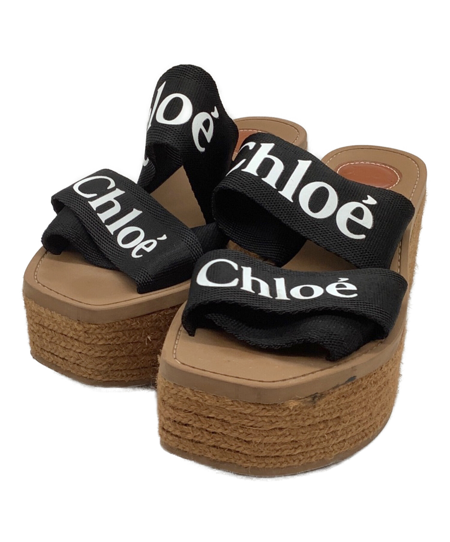 Chloé★ロゴ ウェッジソール サンダル 中古・古着通販】Chloe (クロエ) ウェッジソールサンダル ベージュ