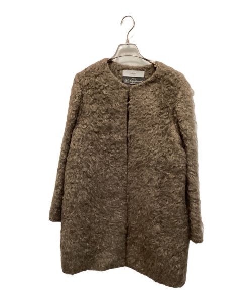中古・古着通販】saqui (サキ) モヘアノーカラーコート ブラウン