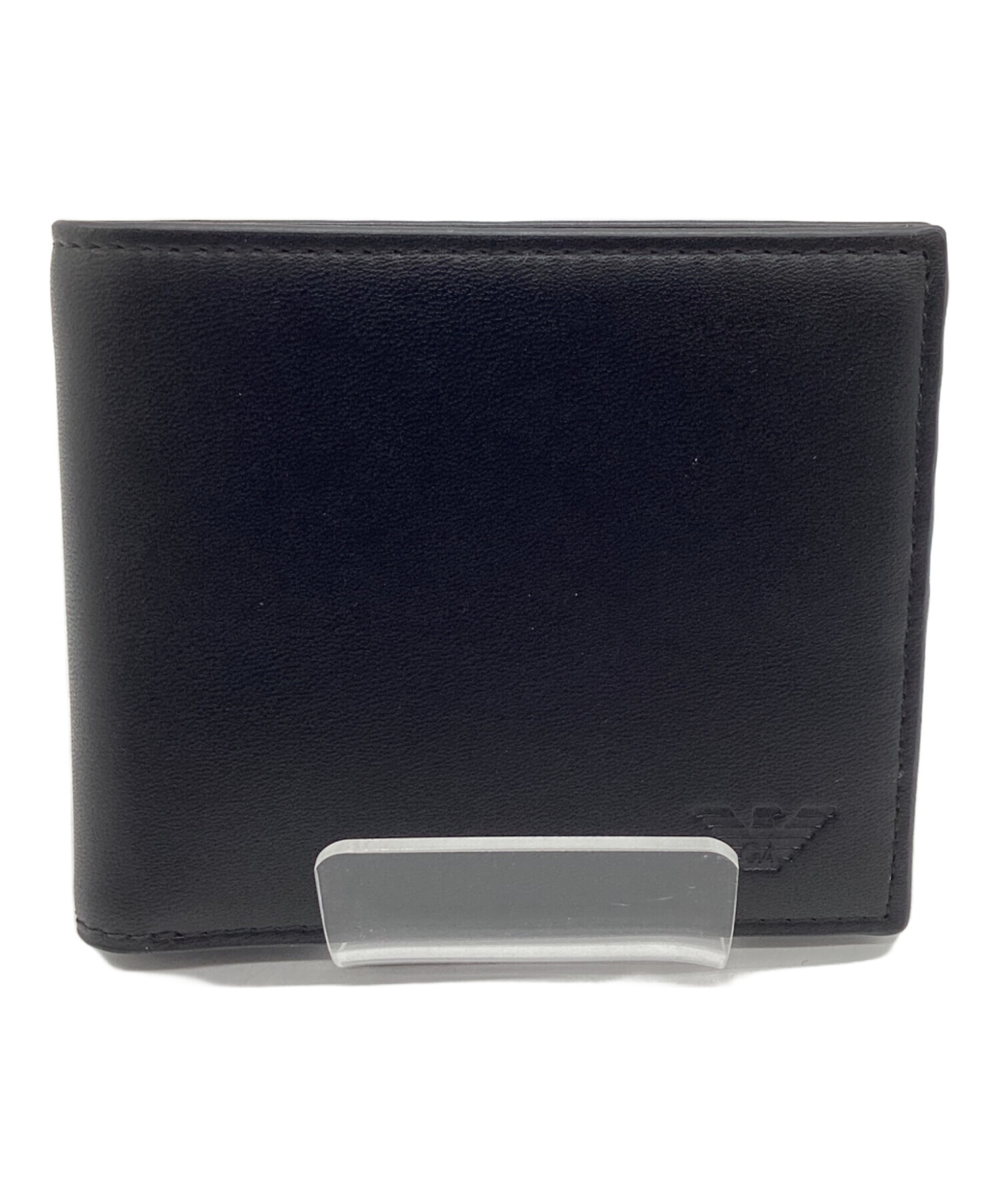 新品、未使用品！　Emporio Armani 二つ折り財布 ブラック　ラスト品 中古・古着通販】EMPORIO ARMANI (エンポリオアルマーニ) 2つ折り財布