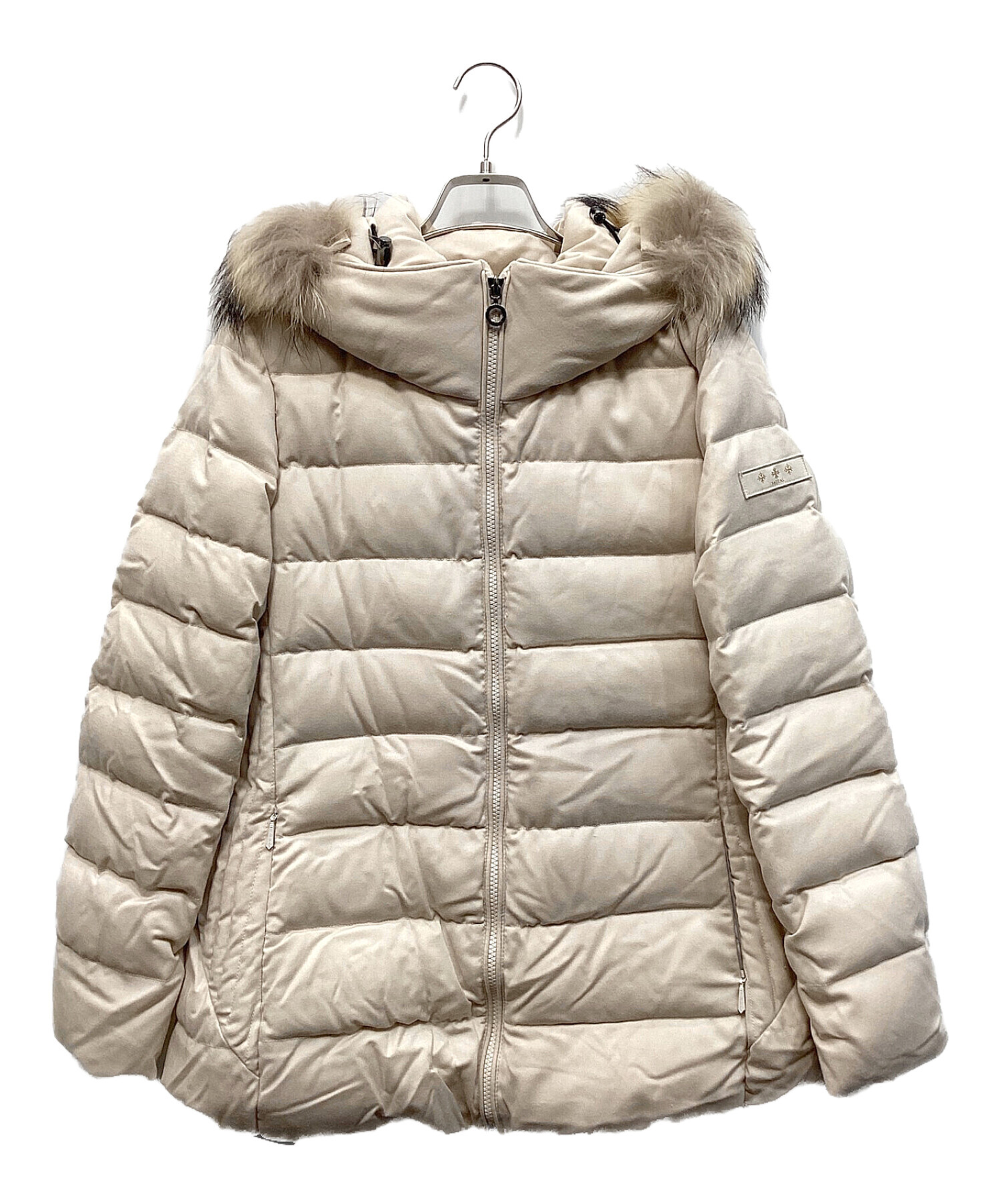 1【中古】 ファッション ベージュ ファー付きダウンジャケット タトラス