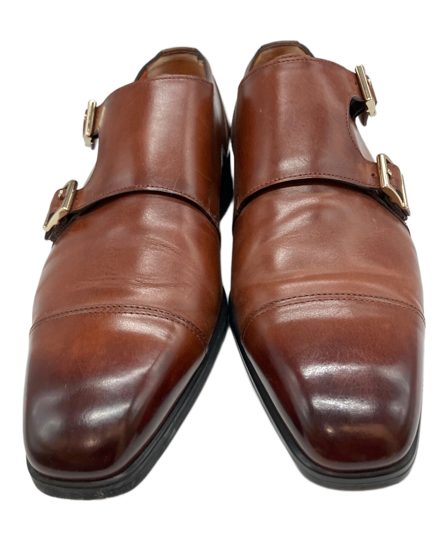 Santoni ブラウン レザー ダブルモンク サイズ9.5 中古・古着通販】Santoni (サントーニ) ダブルモンクシューズ ブラウン
