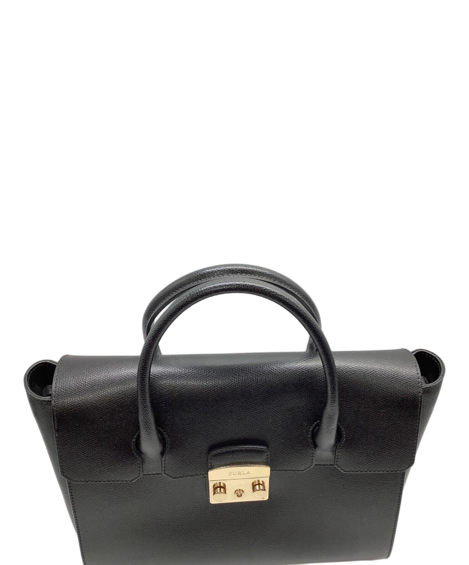 中古・古着通販】FURLA (フルラ) レザーハンドバッグ ブラック 