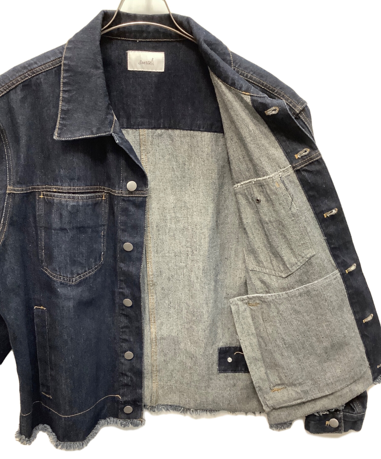 中古・古着通販】soerte (ソエルテ) Cut-off denim jacket インディゴ 