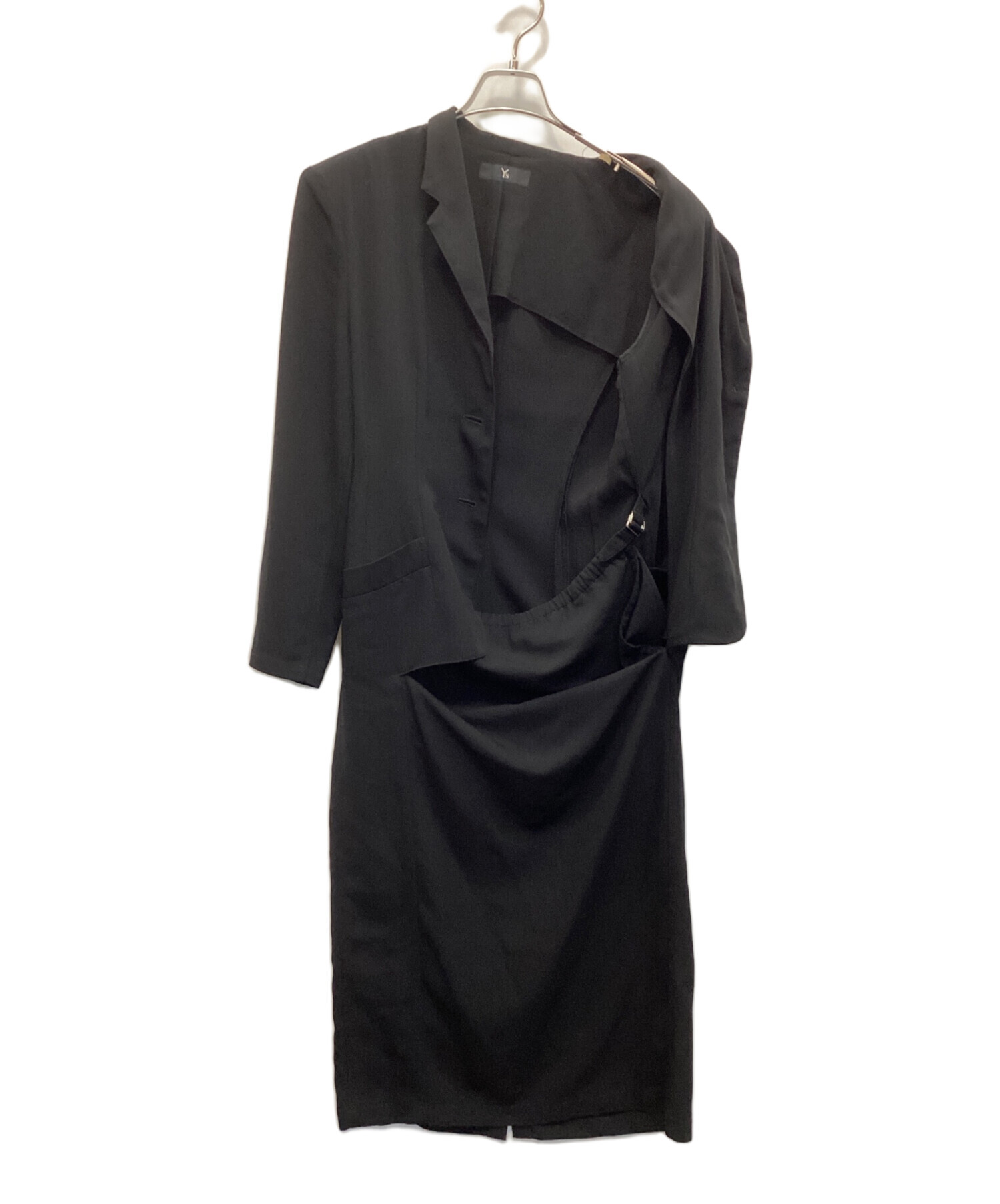 中古・古着通販】Y's (ワイズ) フォーマルデザインワンピース ブラック