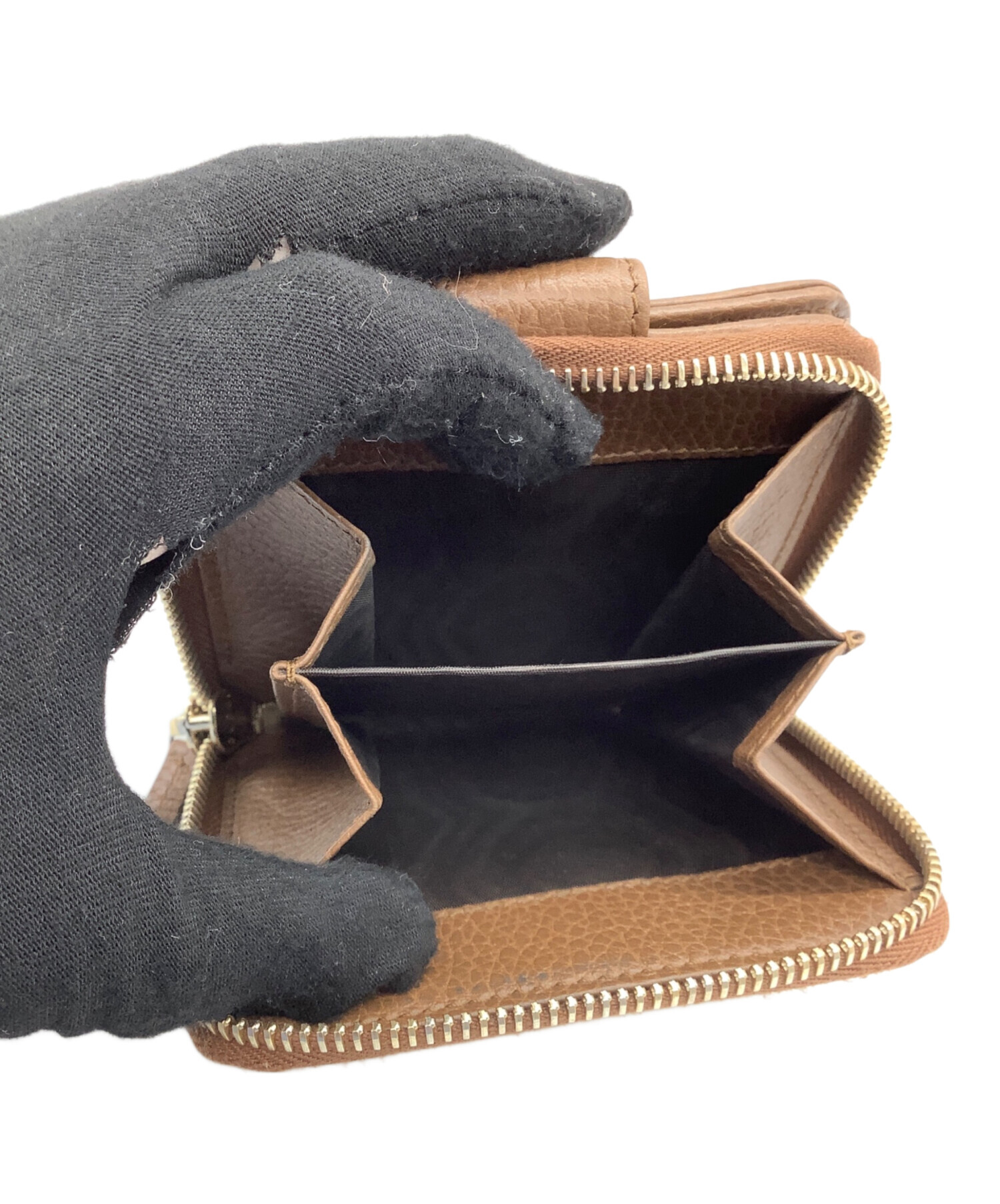 中古・古着通販】GUCCI (グッチ) 2つ折り財布 ベージュ×ブラウン