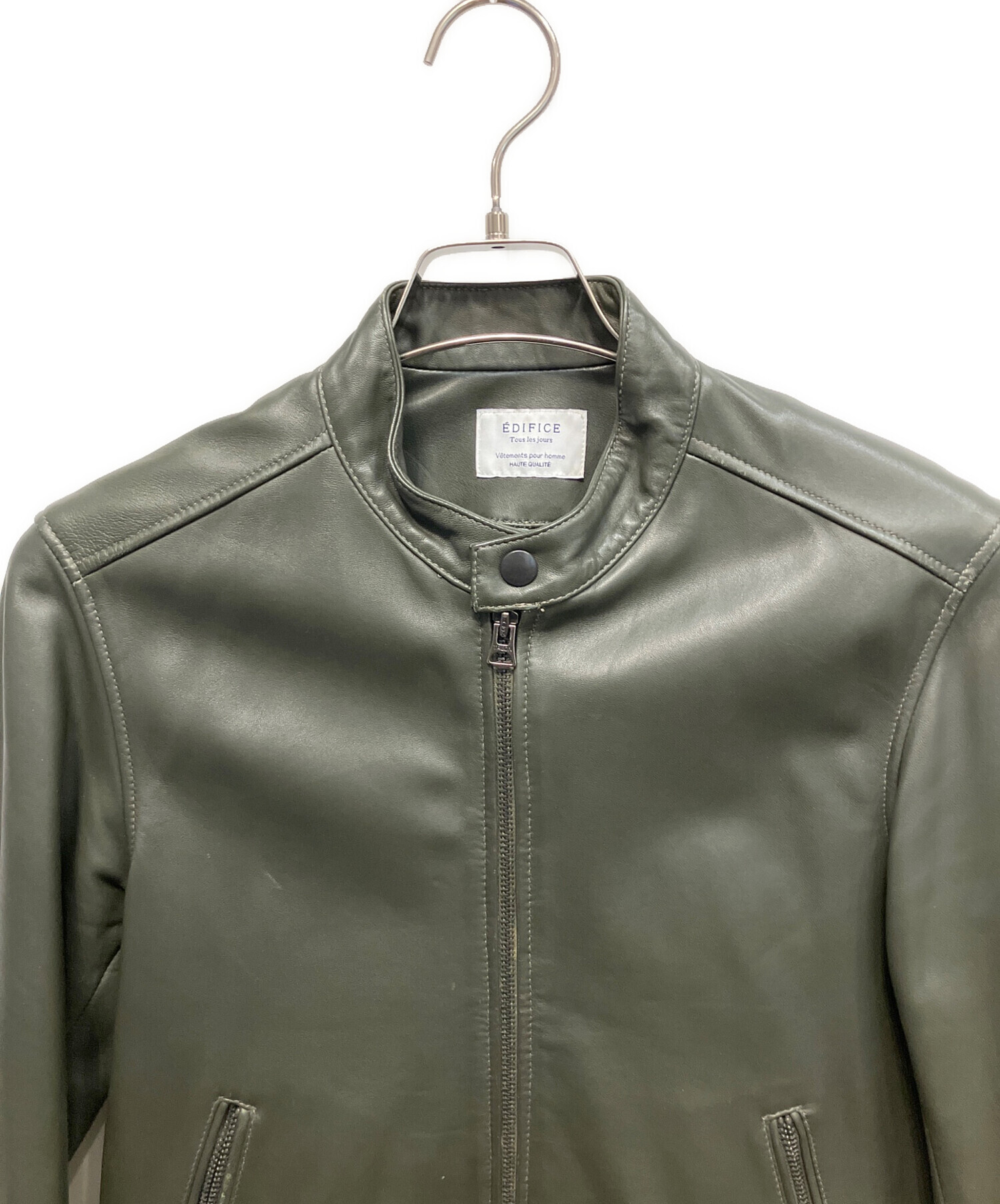中古・古着通販】EDIFICE (エディフィス) ラムレザージャケット グレー