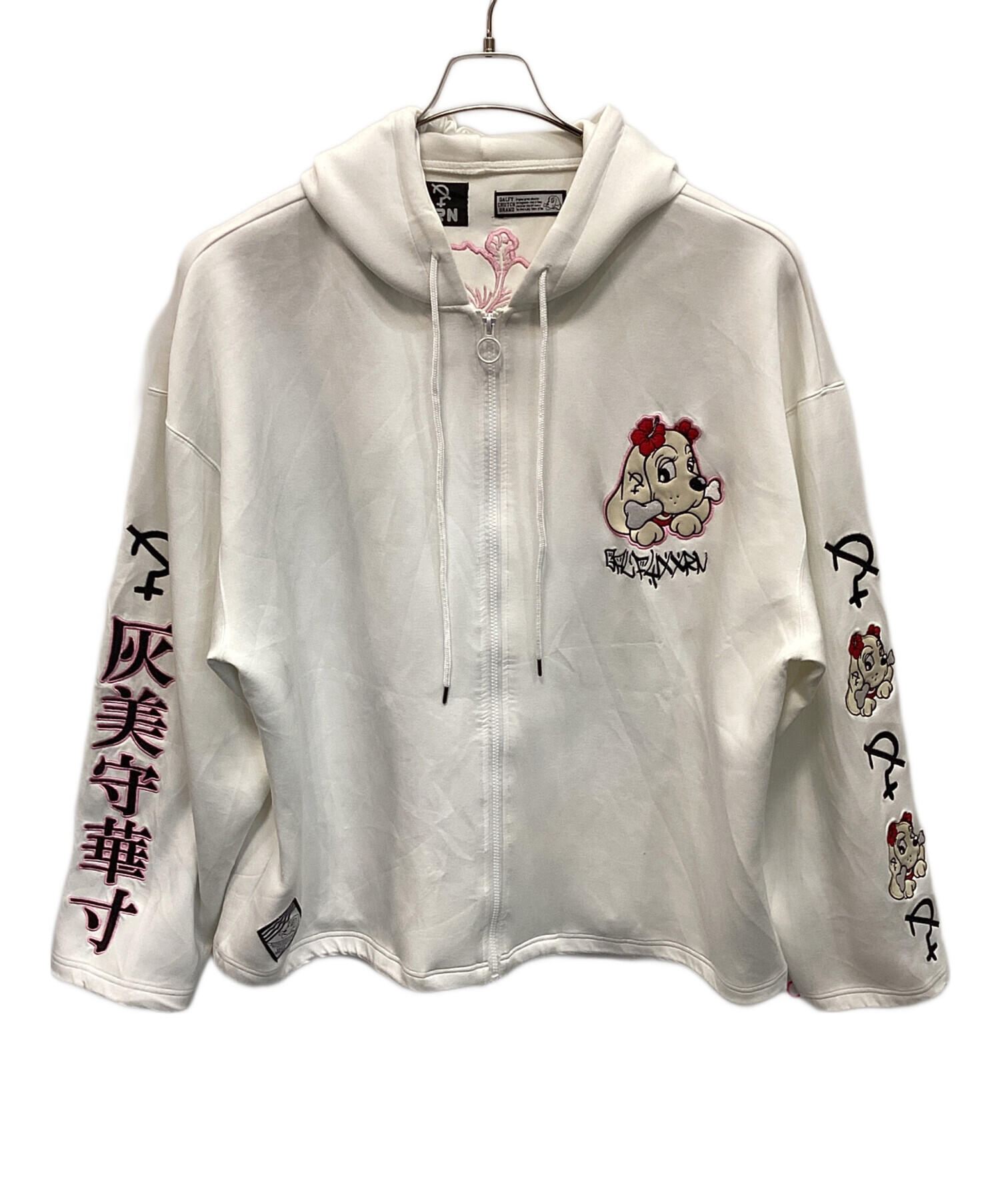 中古・古着通販】GALFY (ガルフィー) XRN KRY ジップパーカー ホワイト