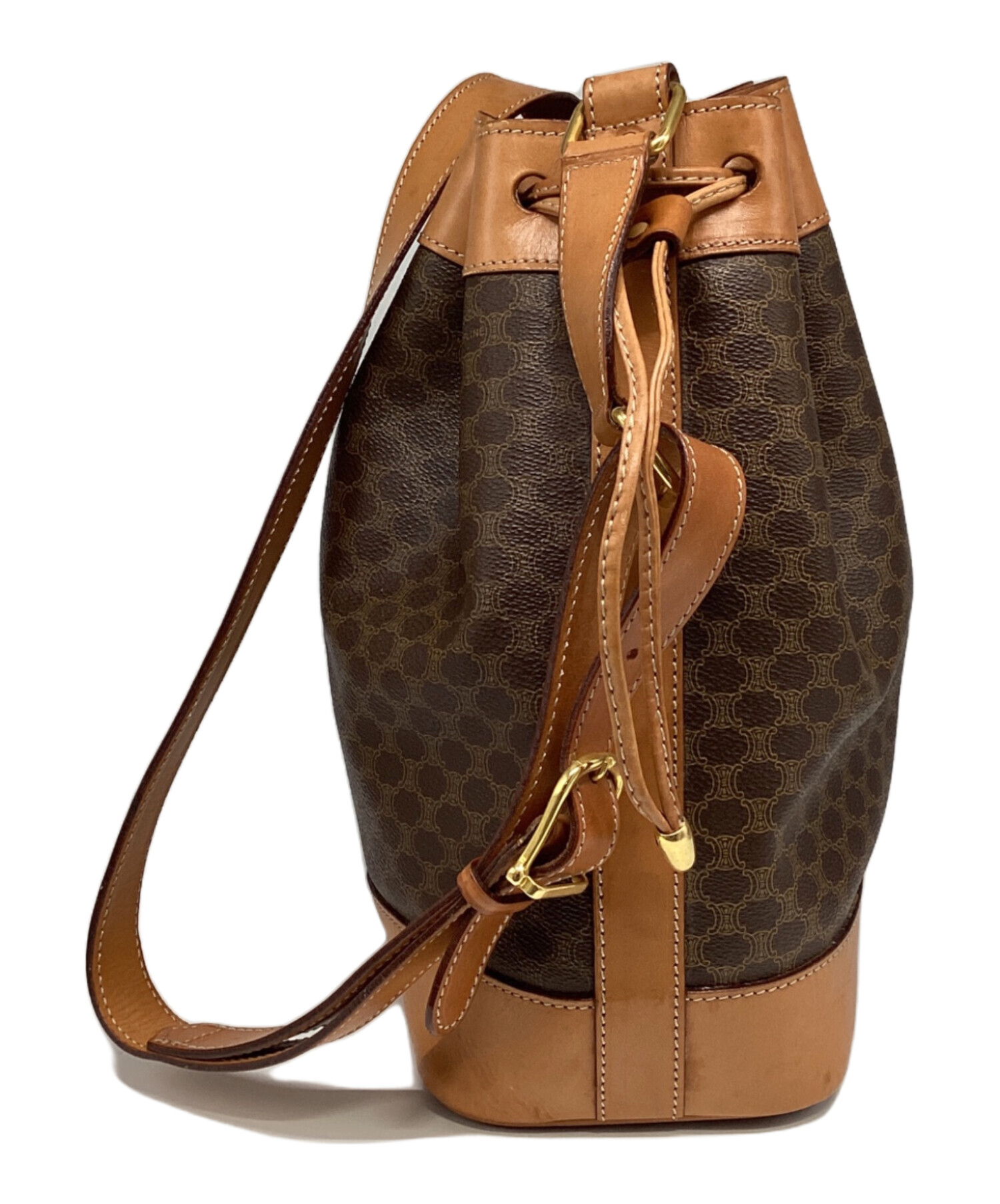 中古・古着通販】CELINE (セリーヌ) 巾着ショルダーバッグ ブラウン