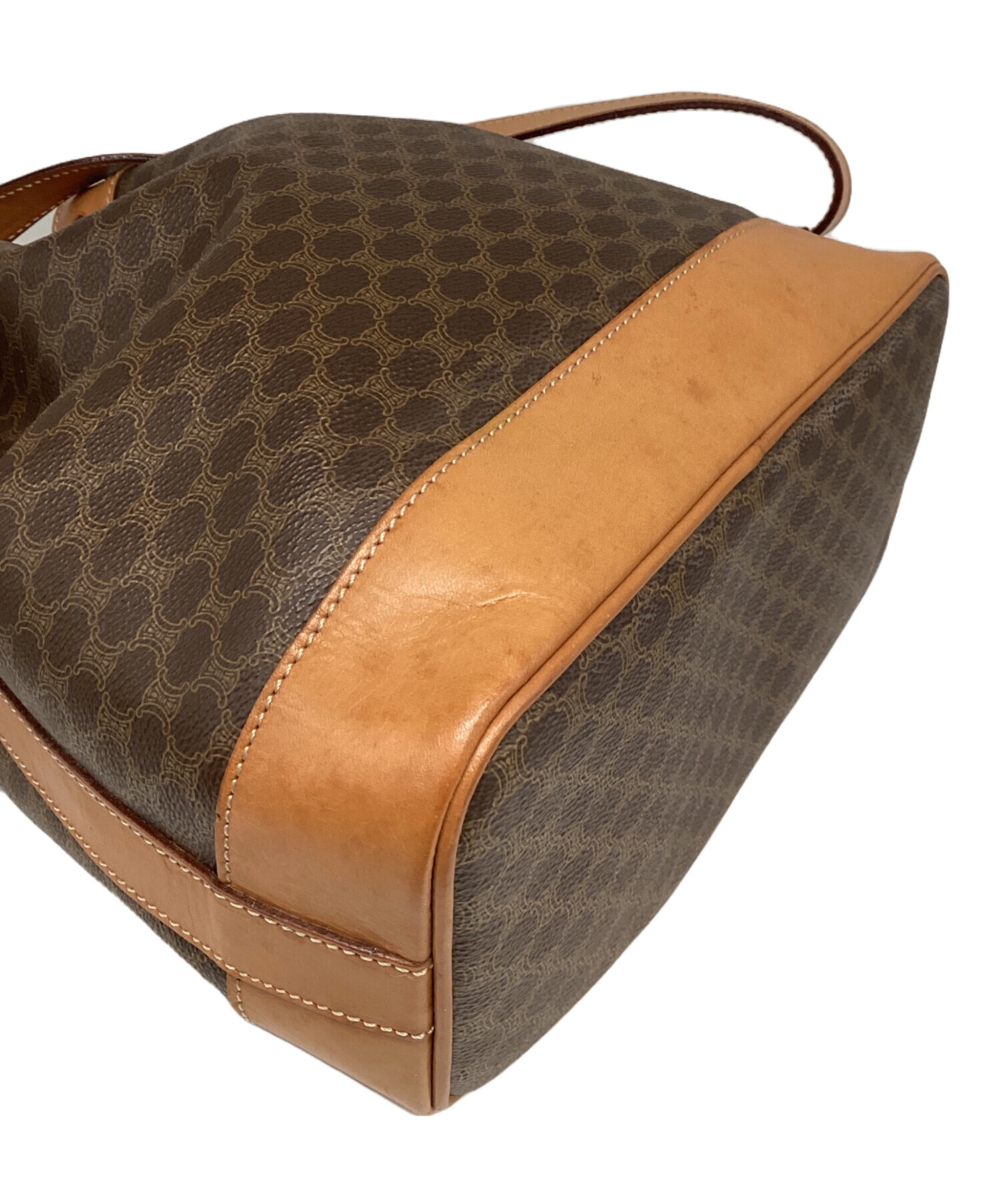 セリーヌ　ブラウン 巾着型 ショルダーバッグ　チャーム　ブラウン　レディース 中古・古着通販】CELINE (セリーヌ) 巾着ショルダーバッグ