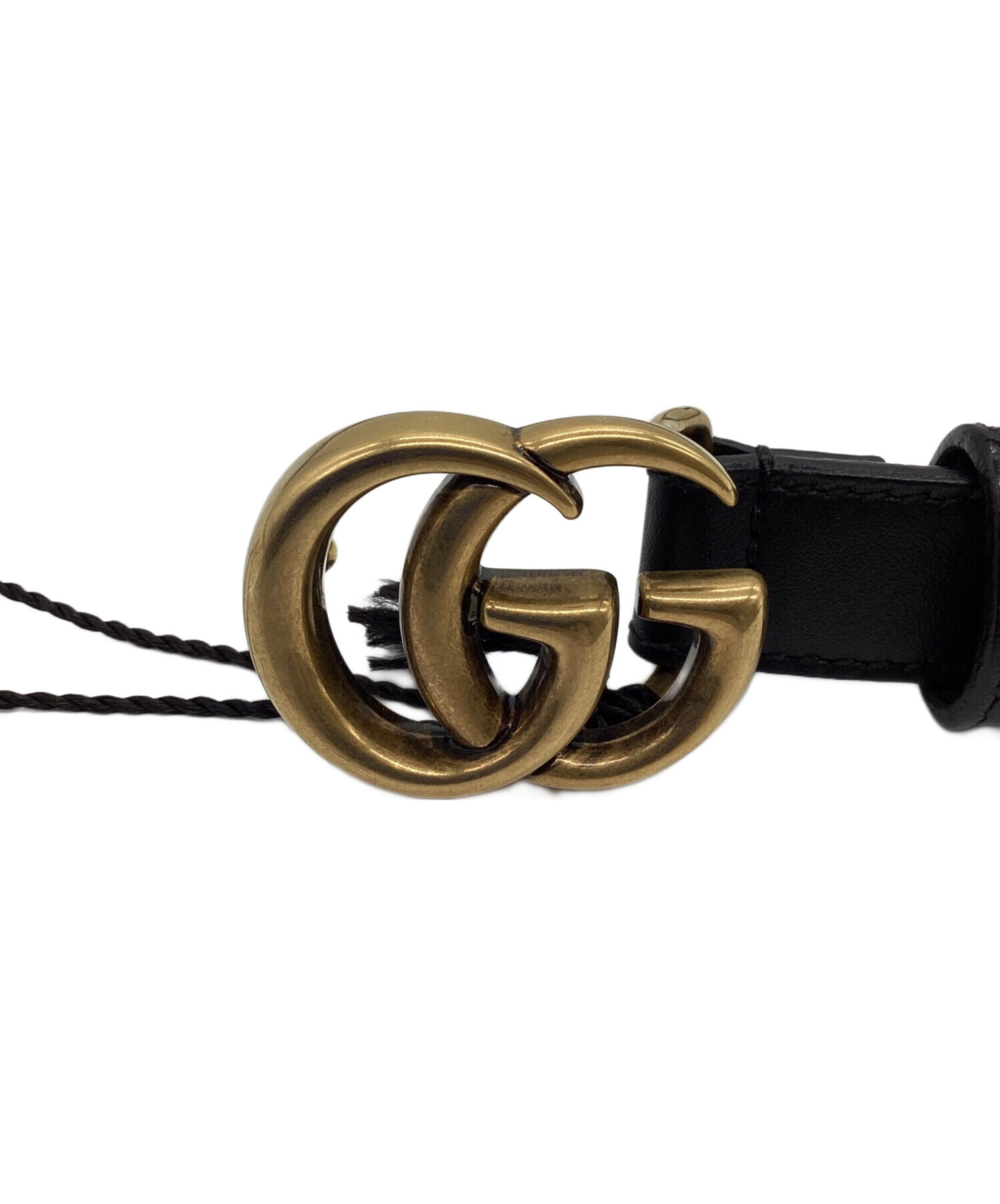 【未使用品】GUCCI GGマーモント　スリムベルト 中古・古着通販】GUCCI (グッチ) GGマーモント レザーベルト ブラック