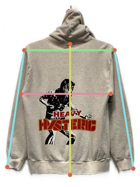 ヒステリックグラマー　02173ND02 チャコールグレー　ジップフーディー HYSTERIC GLAMOUR x GUESS JEANS Full Zip Hoodie 