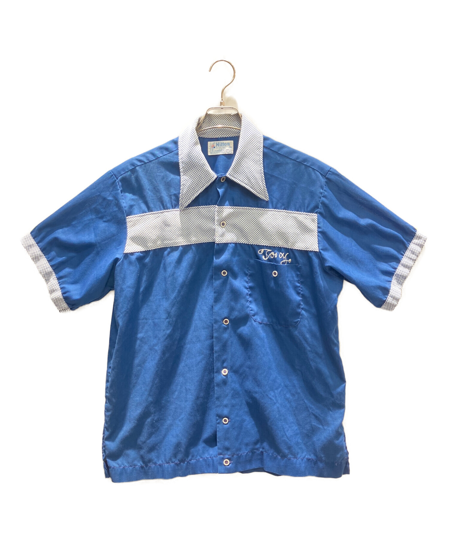 USA製　ヒルトン　ボーリングシャツ　半袖シャツ　ブルー　サイズ38　アメカジ 中古・古着通販】Hilton (ヒルトン) ボーリングシャツ ブルー サイズ:L