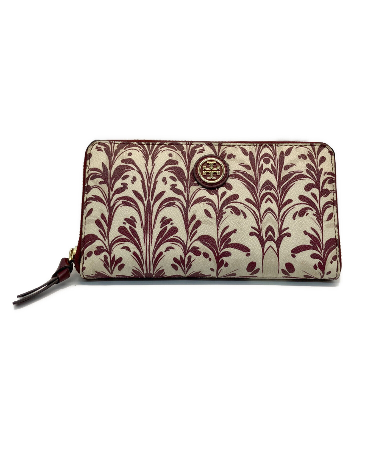 中古・古着通販】TORY BURCH (トリーバーチ) 長財布 ベージュ×ボルドー 