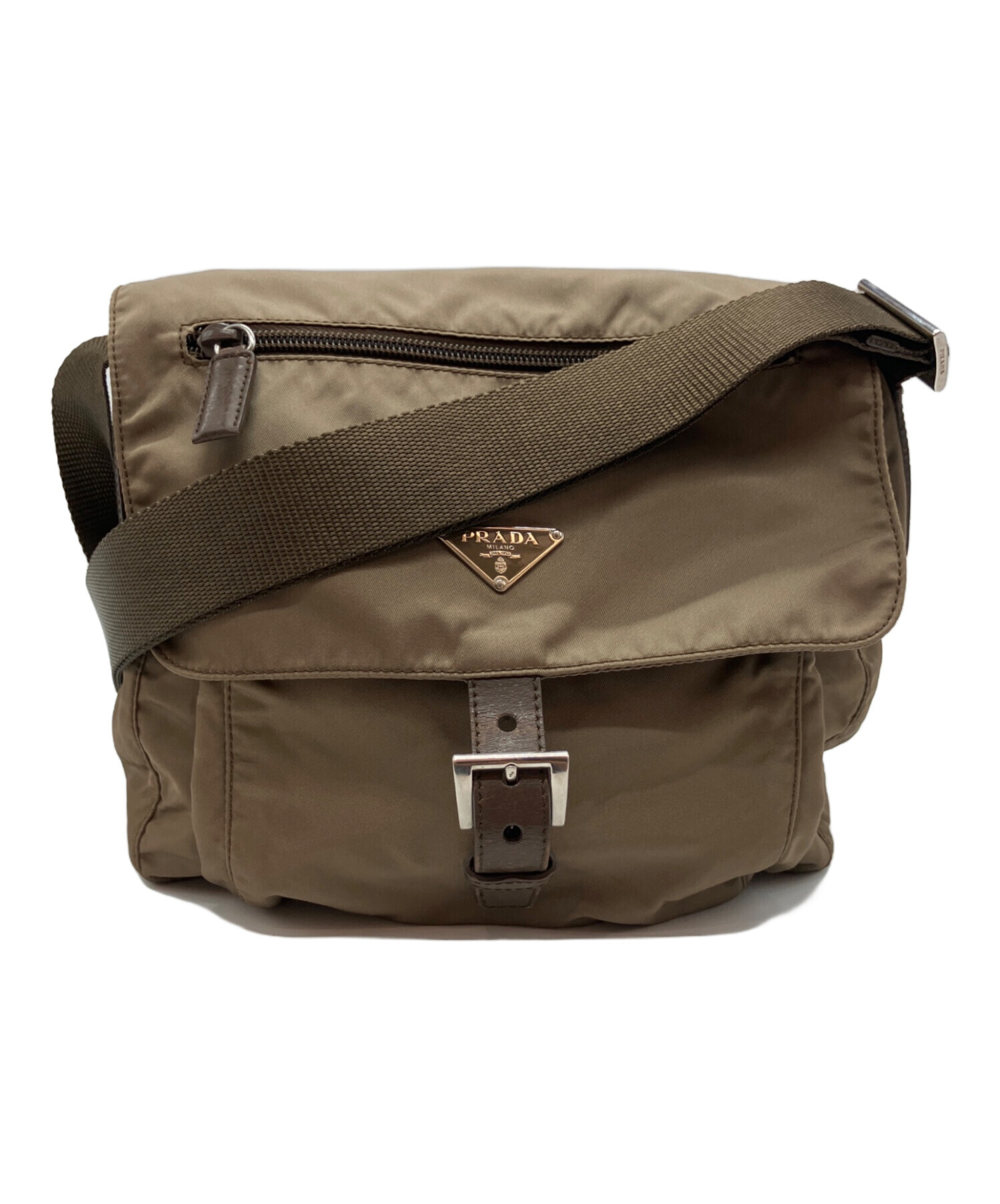 中古・古着通販】PRADA (プラダ) ナイロンショルダーバッグ グリーン 