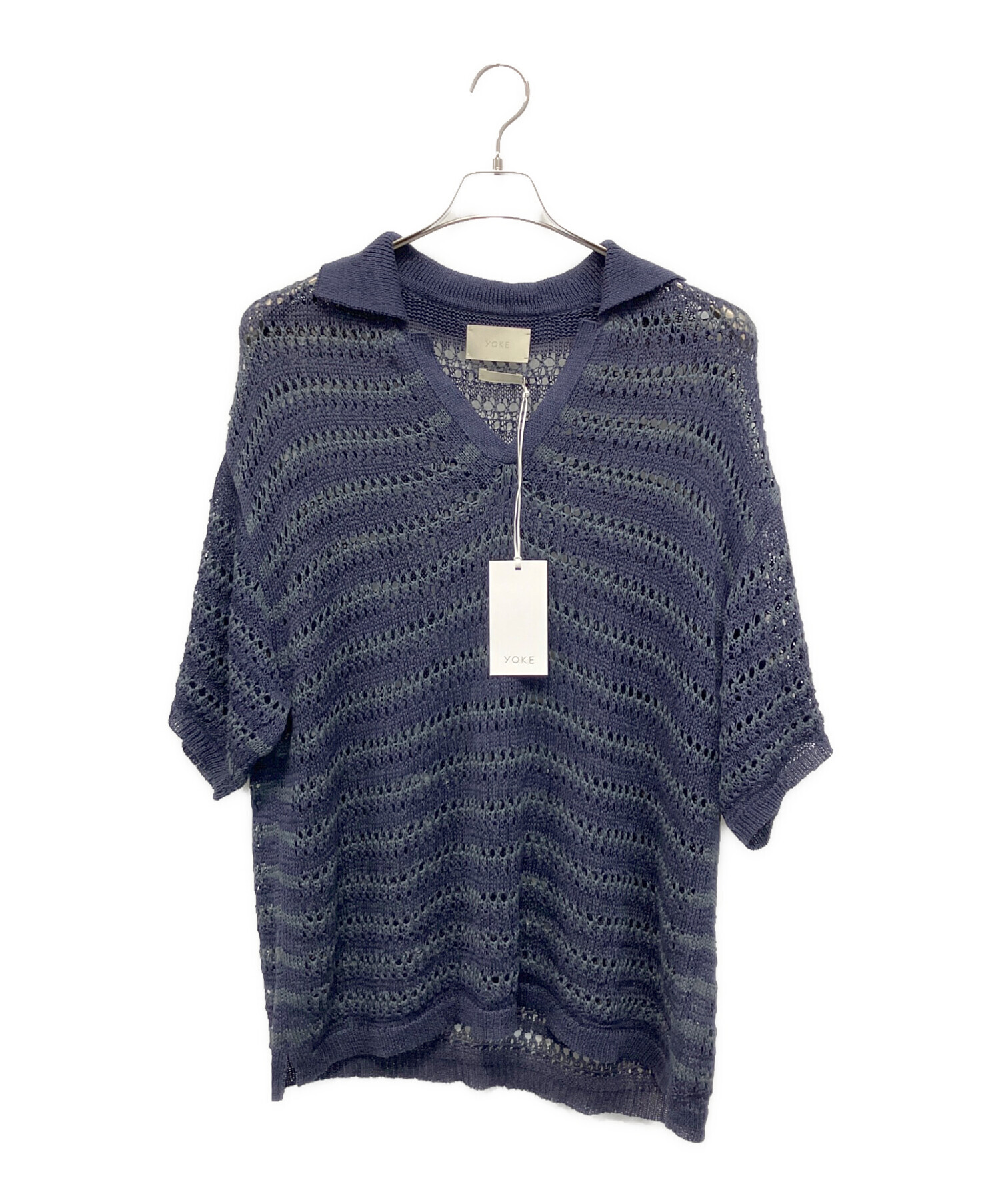 YOKE 半袖シャツ タグ付き 美品 中古・古着通販】YOKE (ヨーク) 半袖シャツ ネイビー サイズ:3