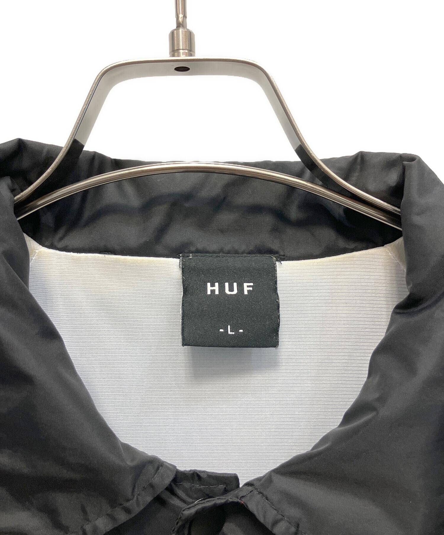 HUF XL ナイロンジャケット 黒・グレー 中古・古着通販】HUF (ハフ) ナイロンジャケット ブラック サイズ:L