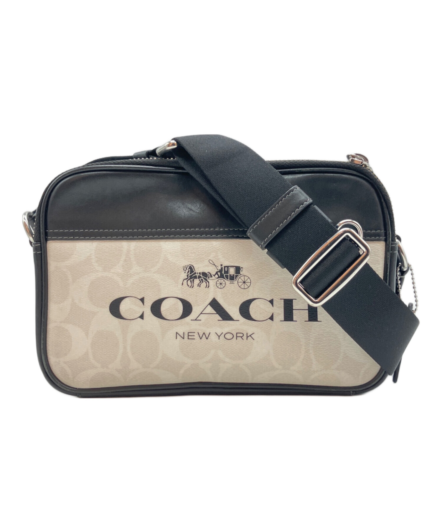 中古・古着通販】COACH (コーチ) ショルダーバッグ ブラック×ホワイト 