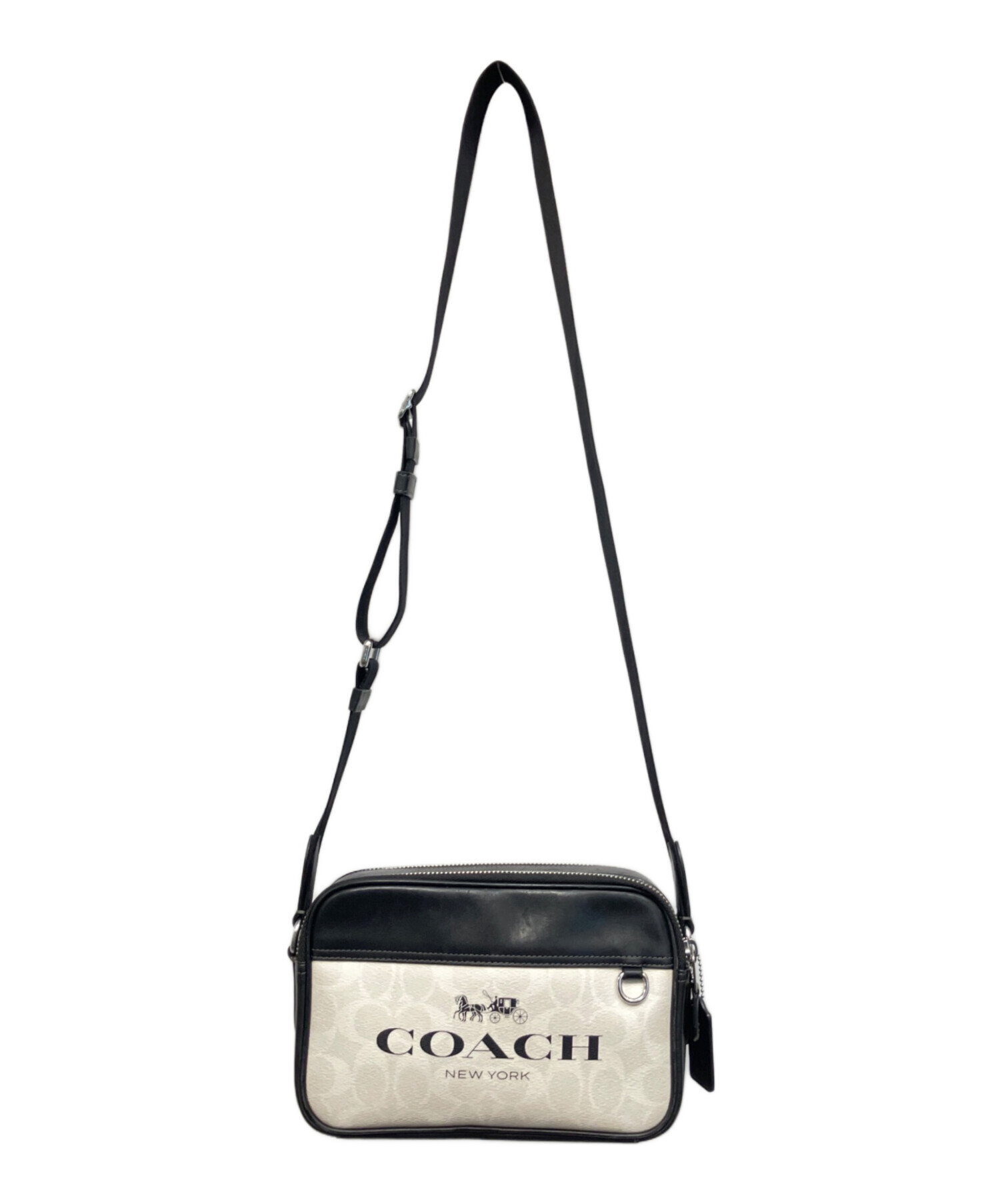 中古・古着通販】COACH (コーチ) ショルダーバッグ ブラック×ホワイト 