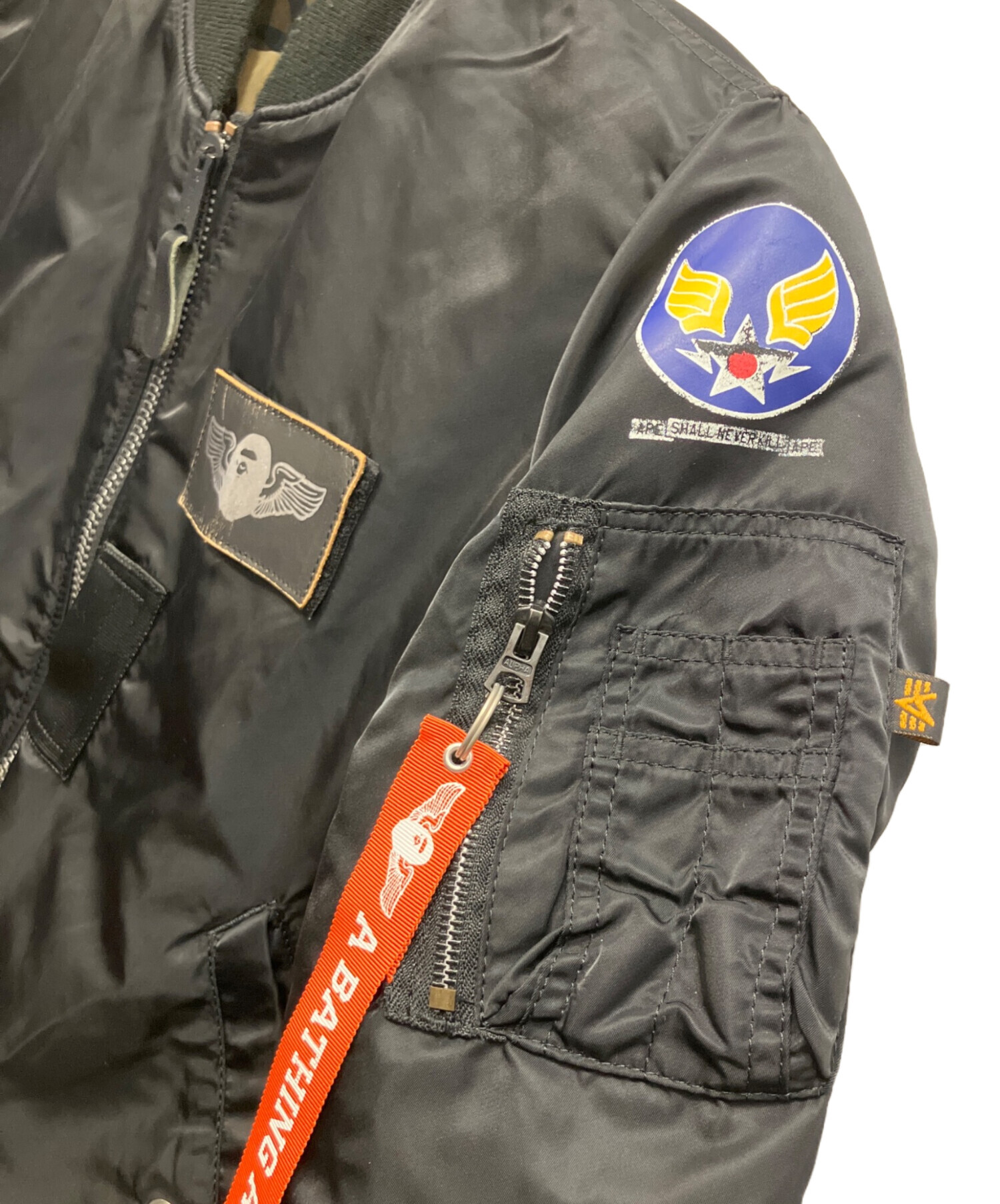 A BATHING APE フライトジャケット オリーブ 中古・古着通販】A BATHING APE (ア ベイシング エイプ) フライト