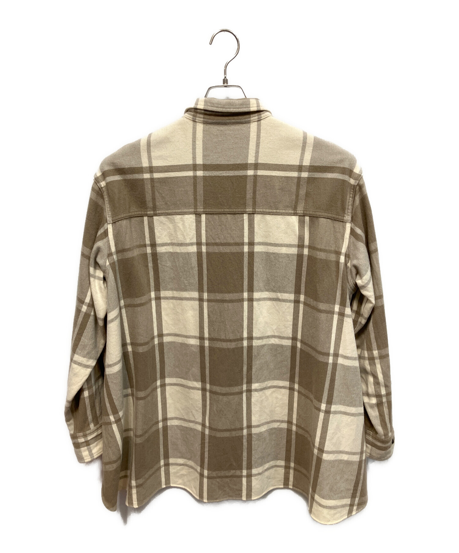 UNUSED ハウンドトゥース コーデュロイブロックチェック長袖シャツ