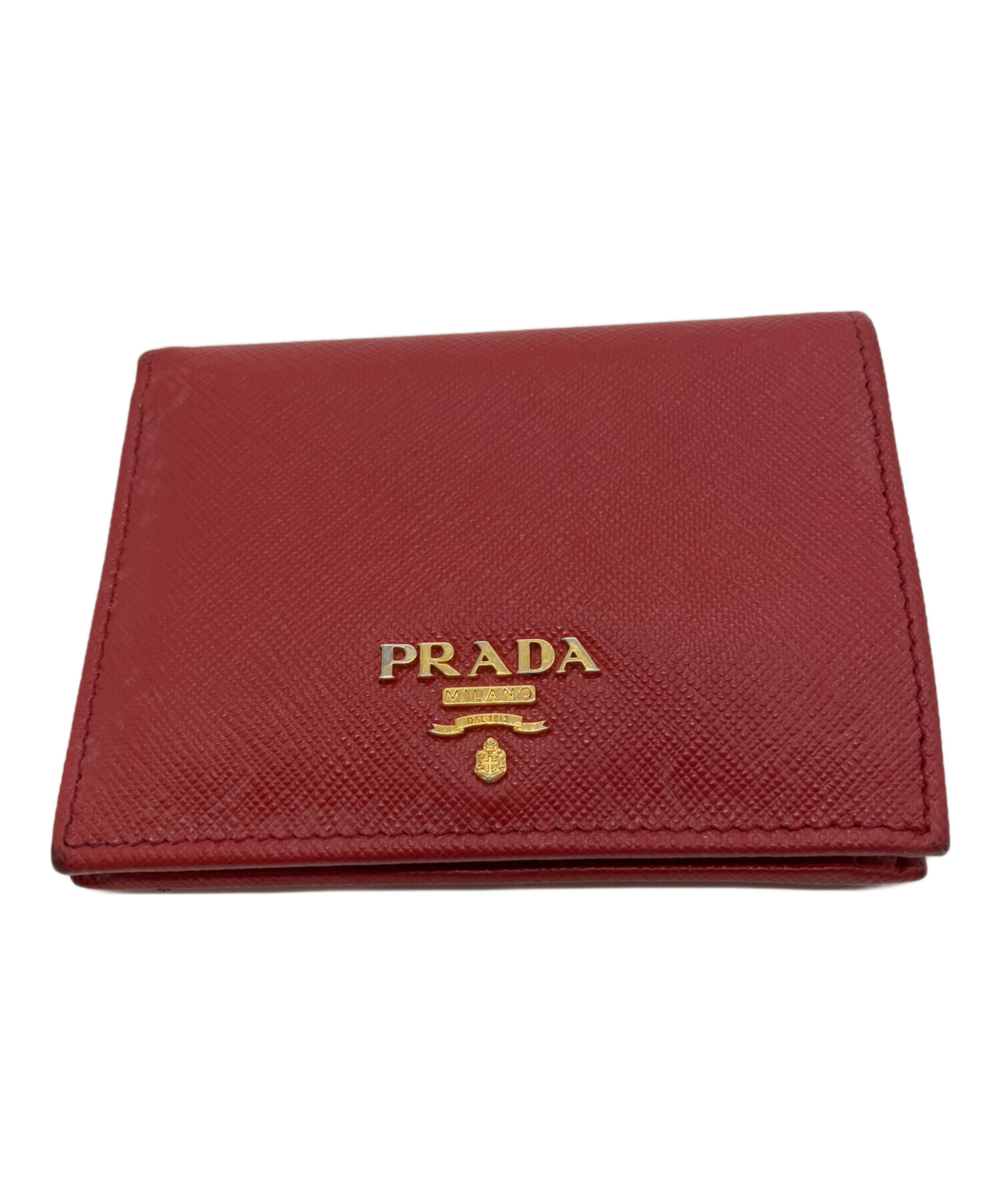 中古・古着通販】PRADA (プラダ) サフィアーノ 2つ折り財布 レッド