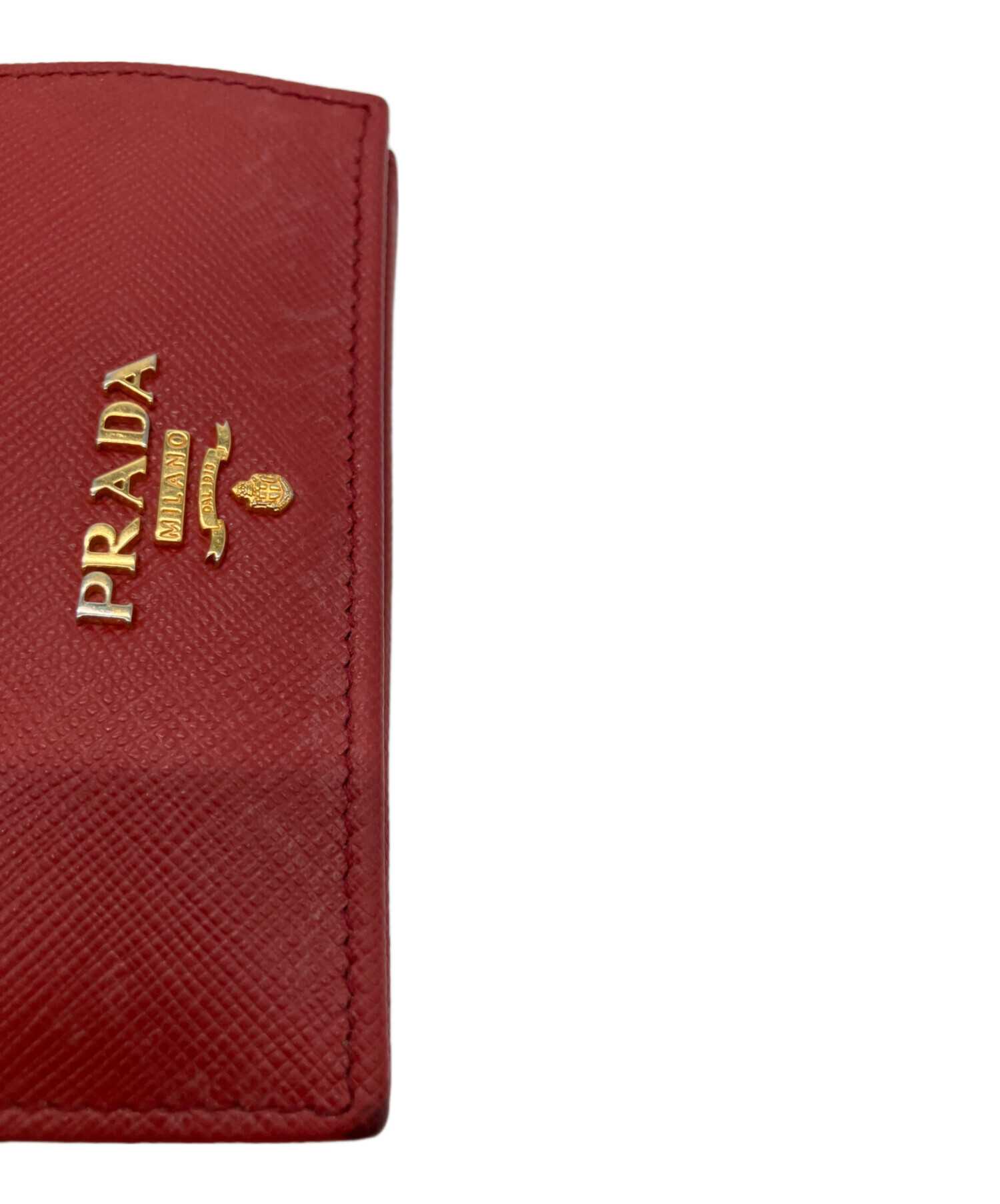 中古・古着通販】PRADA (プラダ) サフィアーノ 2つ折り財布 レッド
